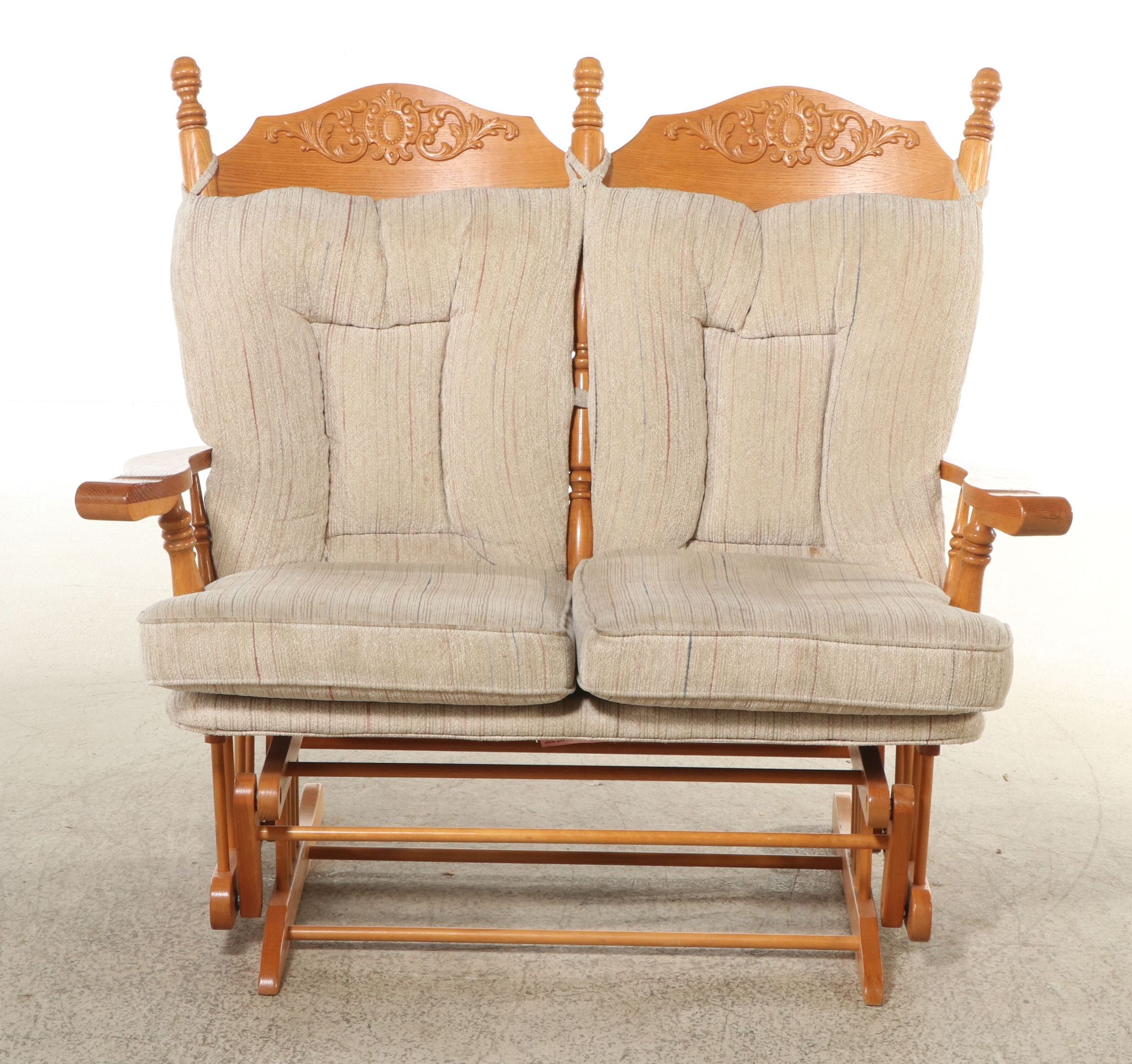 Millers Furniture Victorian Style Oak Loveseat Glider