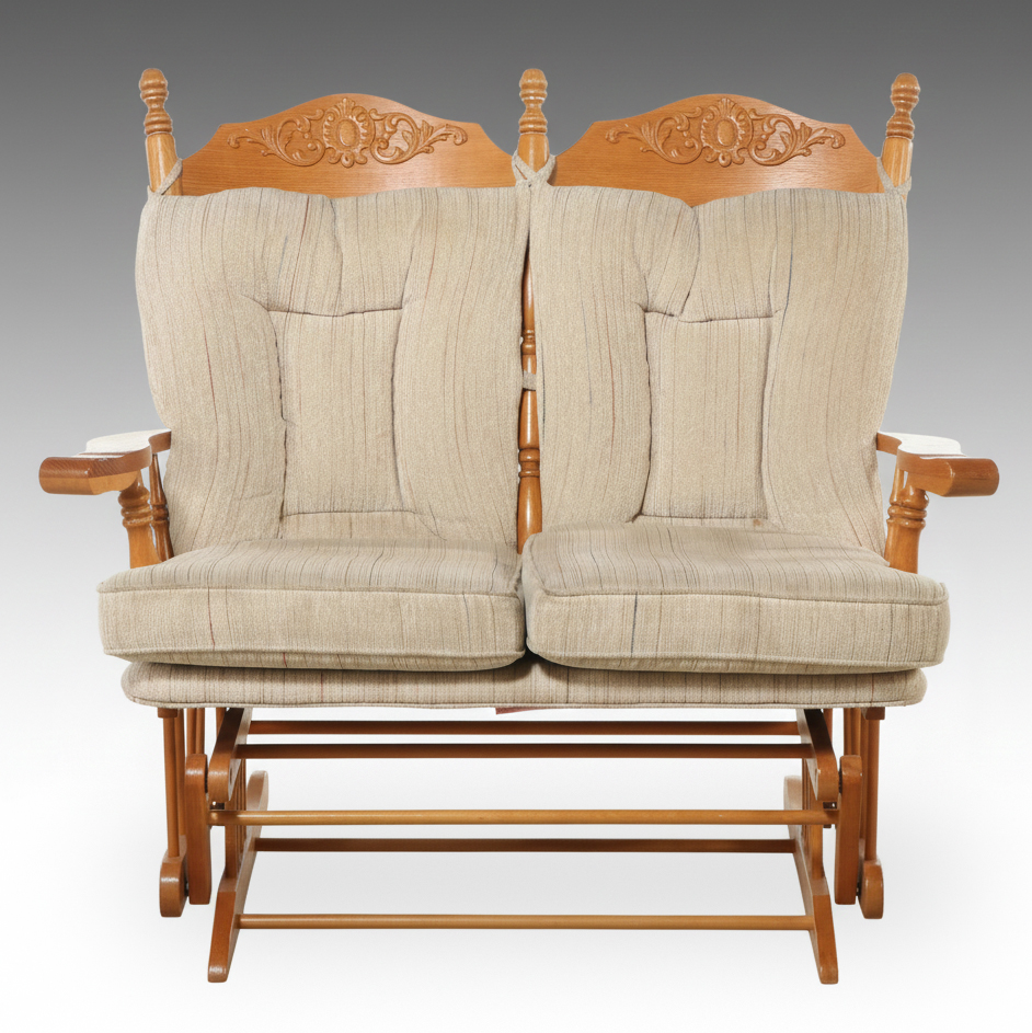 Millers Furniture Victorian Style Oak Loveseat Glider