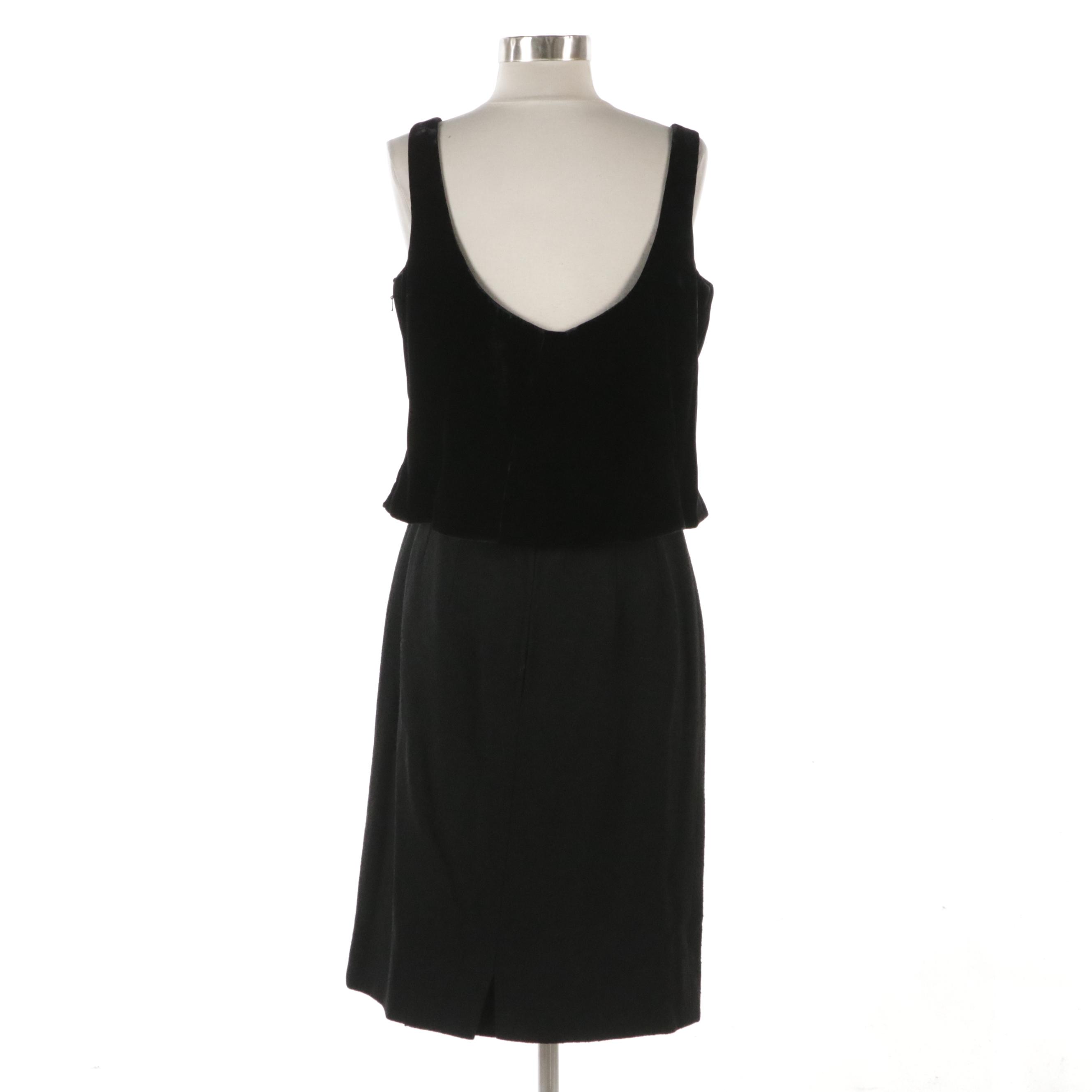 Giorgio Armani Velvet Sweetheart Crop Top with Other High-Waist Wool Skirt