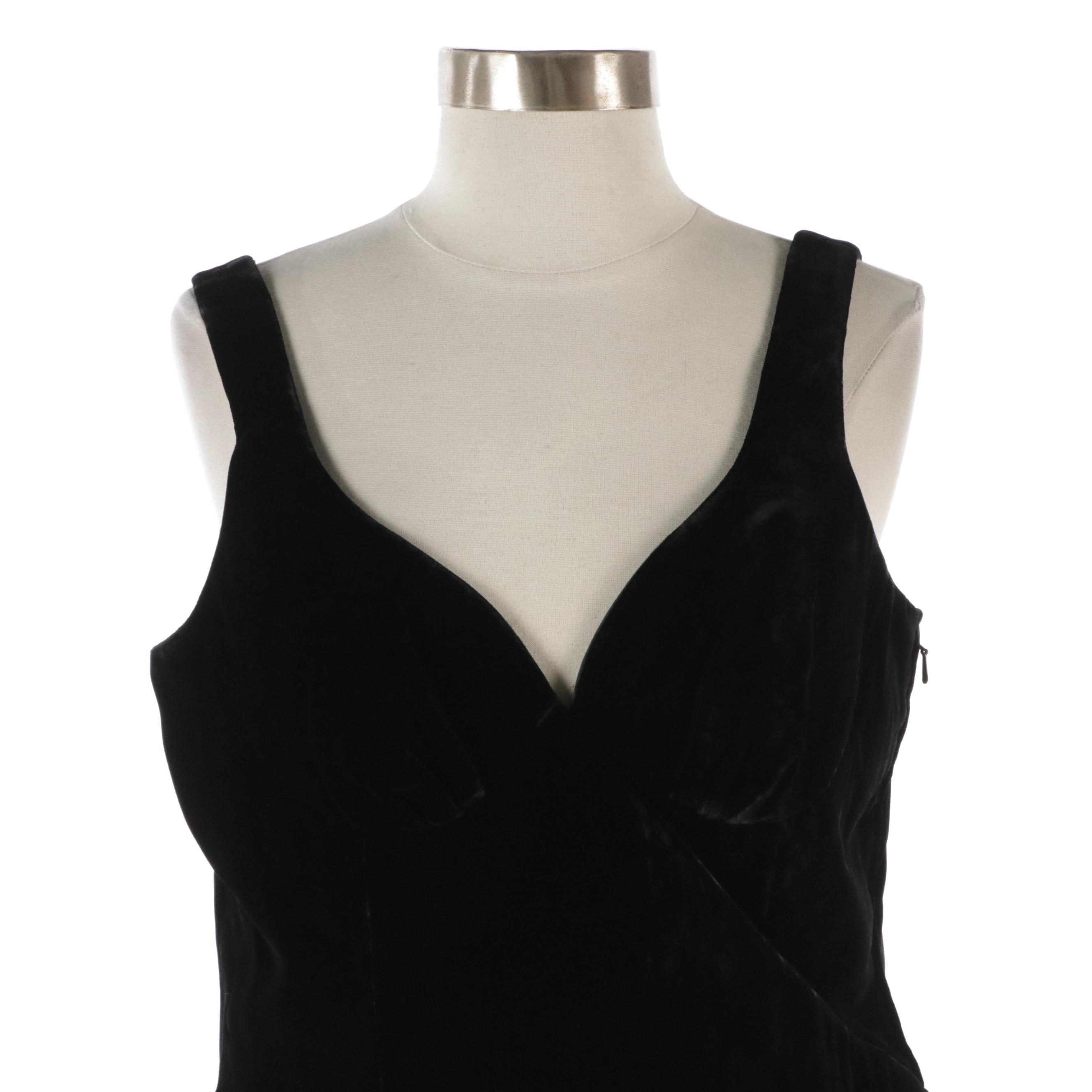 Giorgio Armani Velvet Sweetheart Crop Top with Other High-Waist Wool Skirt