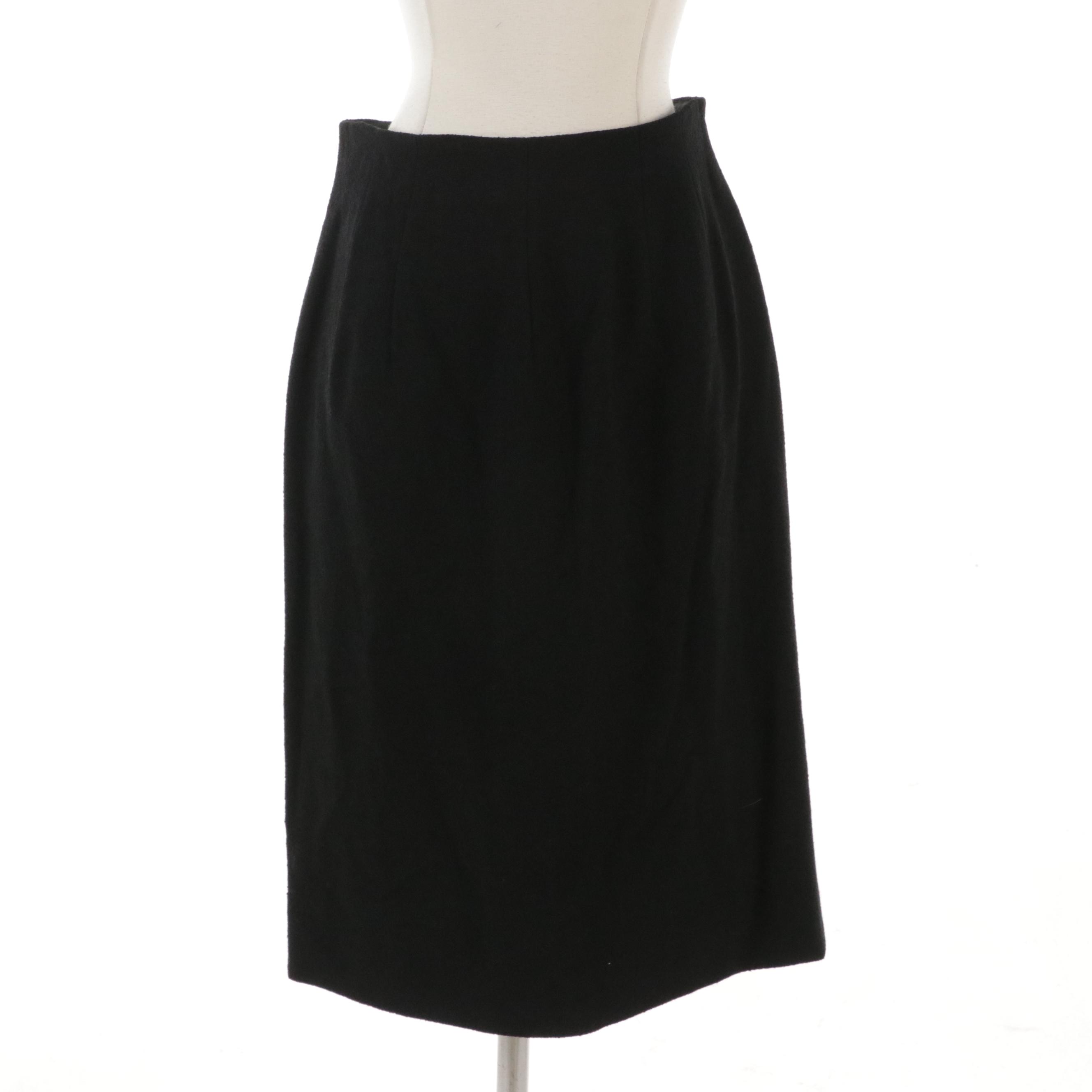Giorgio Armani Velvet Sweetheart Crop Top with Other High-Waist Wool Skirt