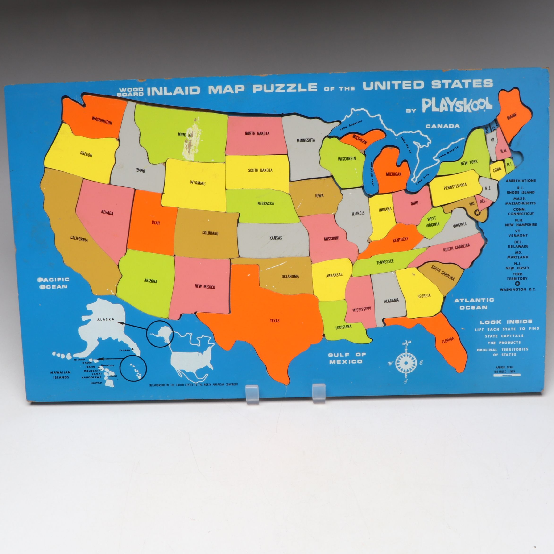 Playskool Inlaid Map Puzzle and Peg Board with Wood Blocks and LEGO Base Plate