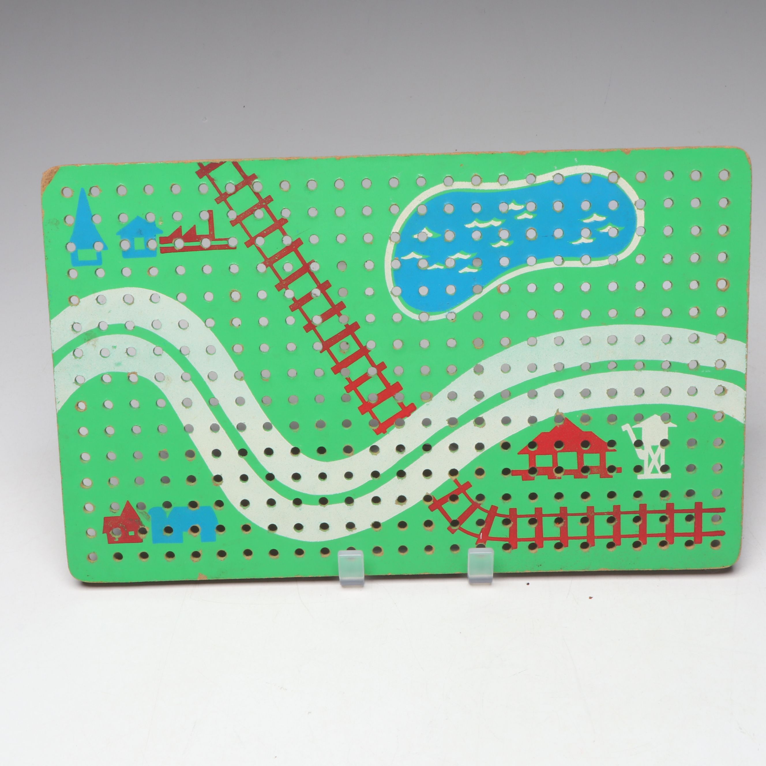 Playskool Inlaid Map Puzzle and Peg Board with Wood Blocks and LEGO Base Plate