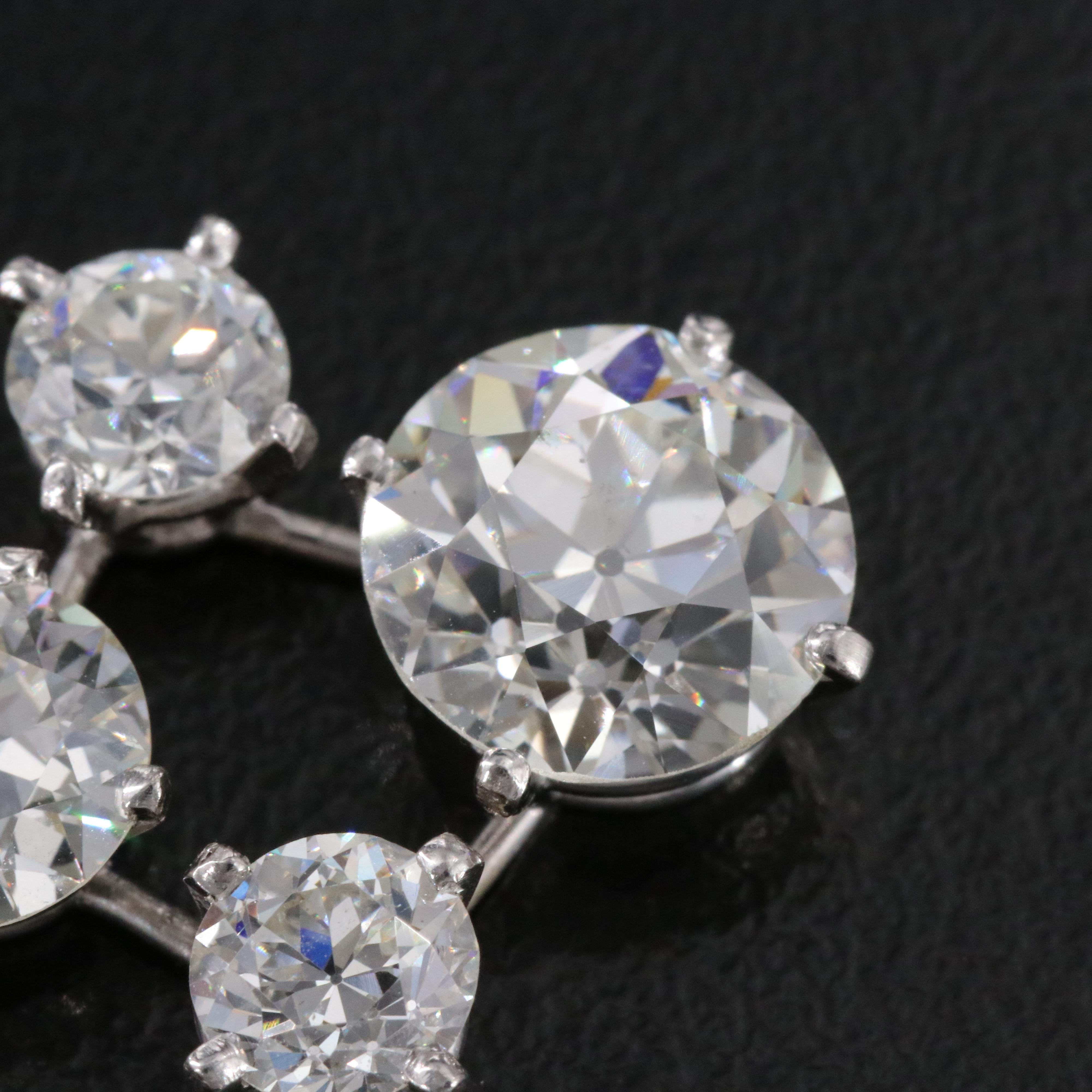 1940s 14K 6.55 CTW Diamond Cinched Necklace with Platinum Drop Settings