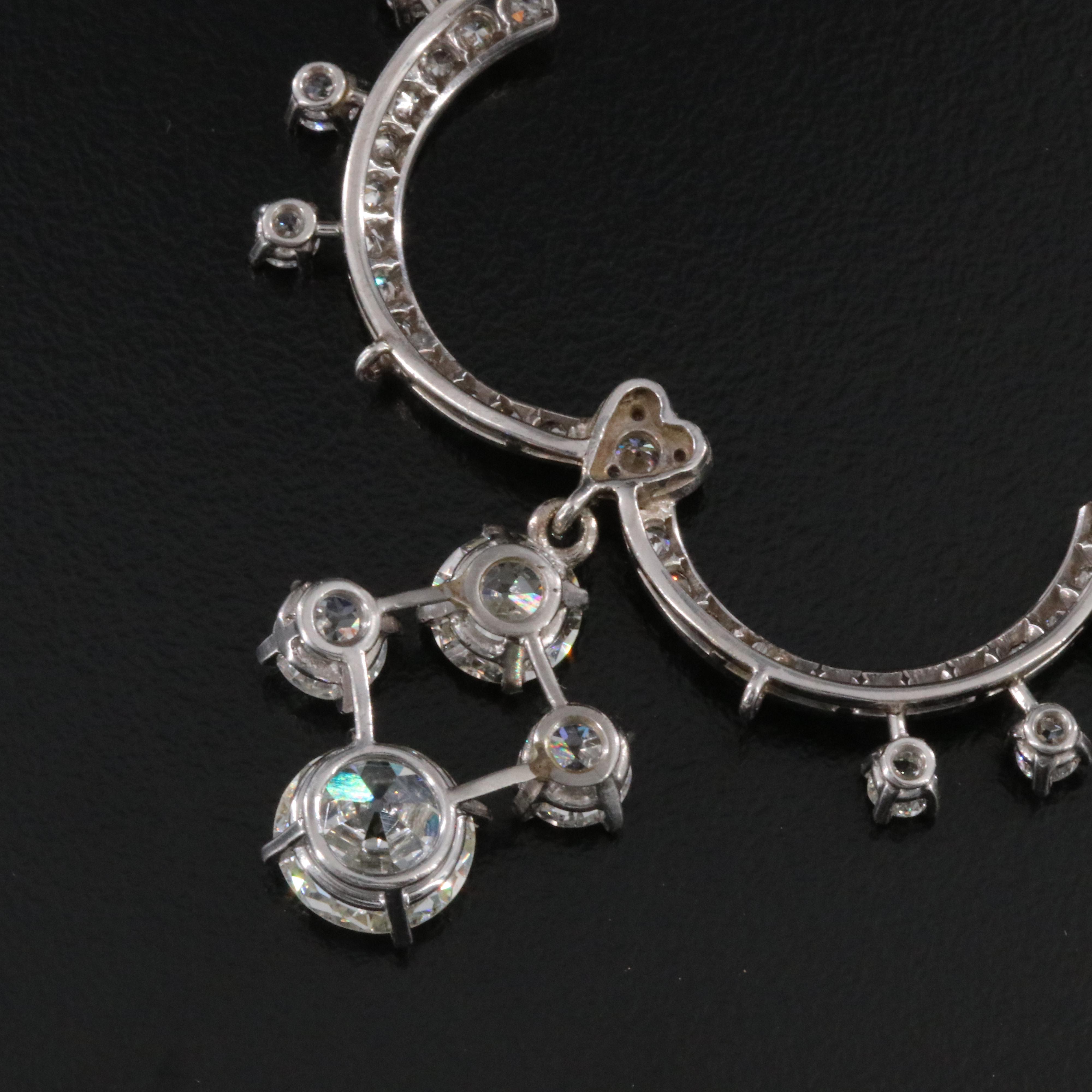 1940s 14K 6.55 CTW Diamond Cinched Necklace with Platinum Drop Settings