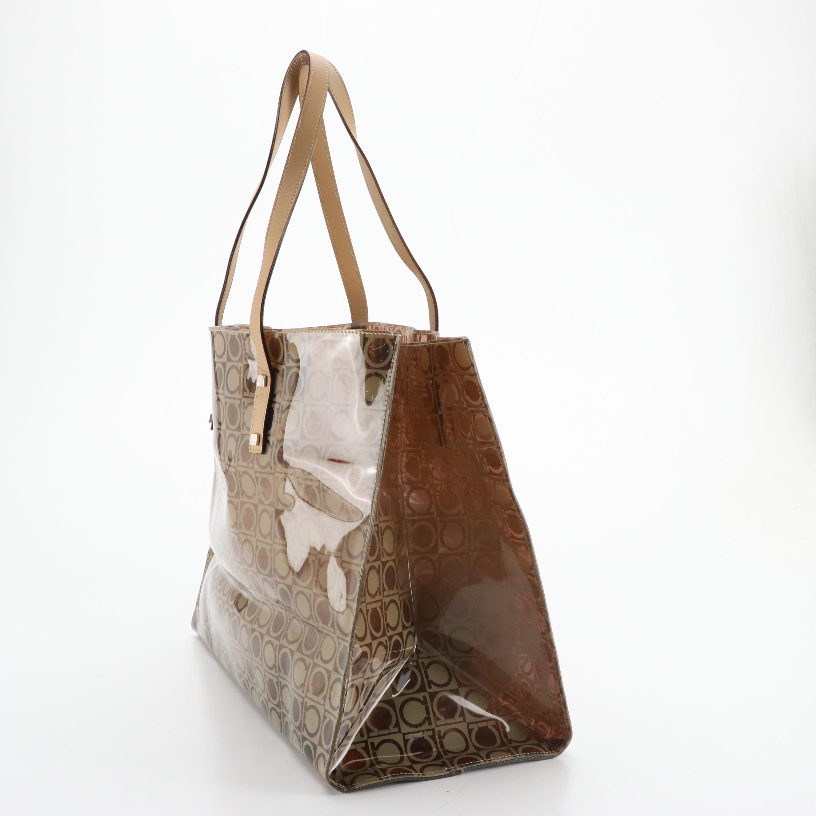 Salvatore Ferragamo Tote in Gancini Print Vinyl with Leather Trim