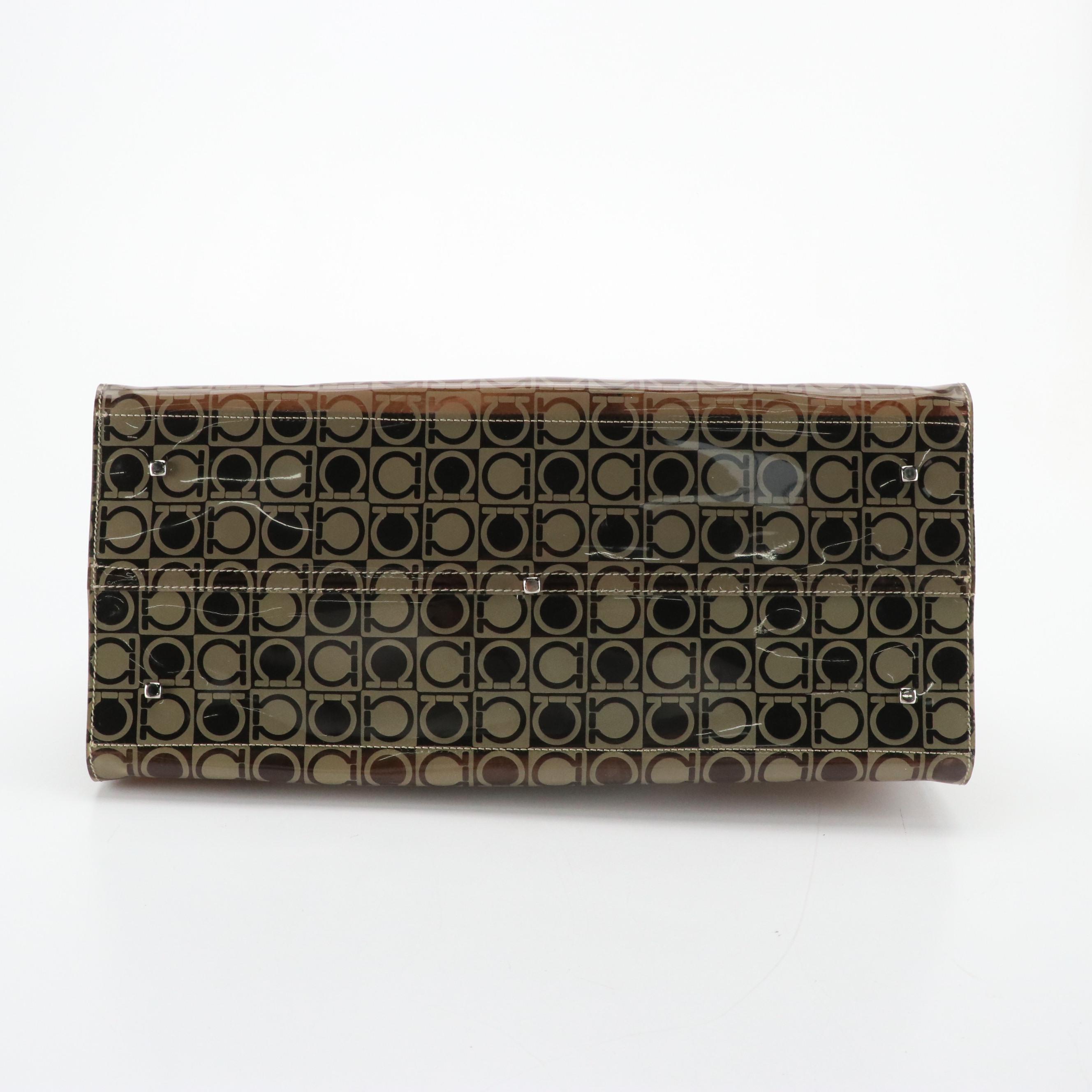 Salvatore Ferragamo Tote in Gancini Print Vinyl with Leather Trim