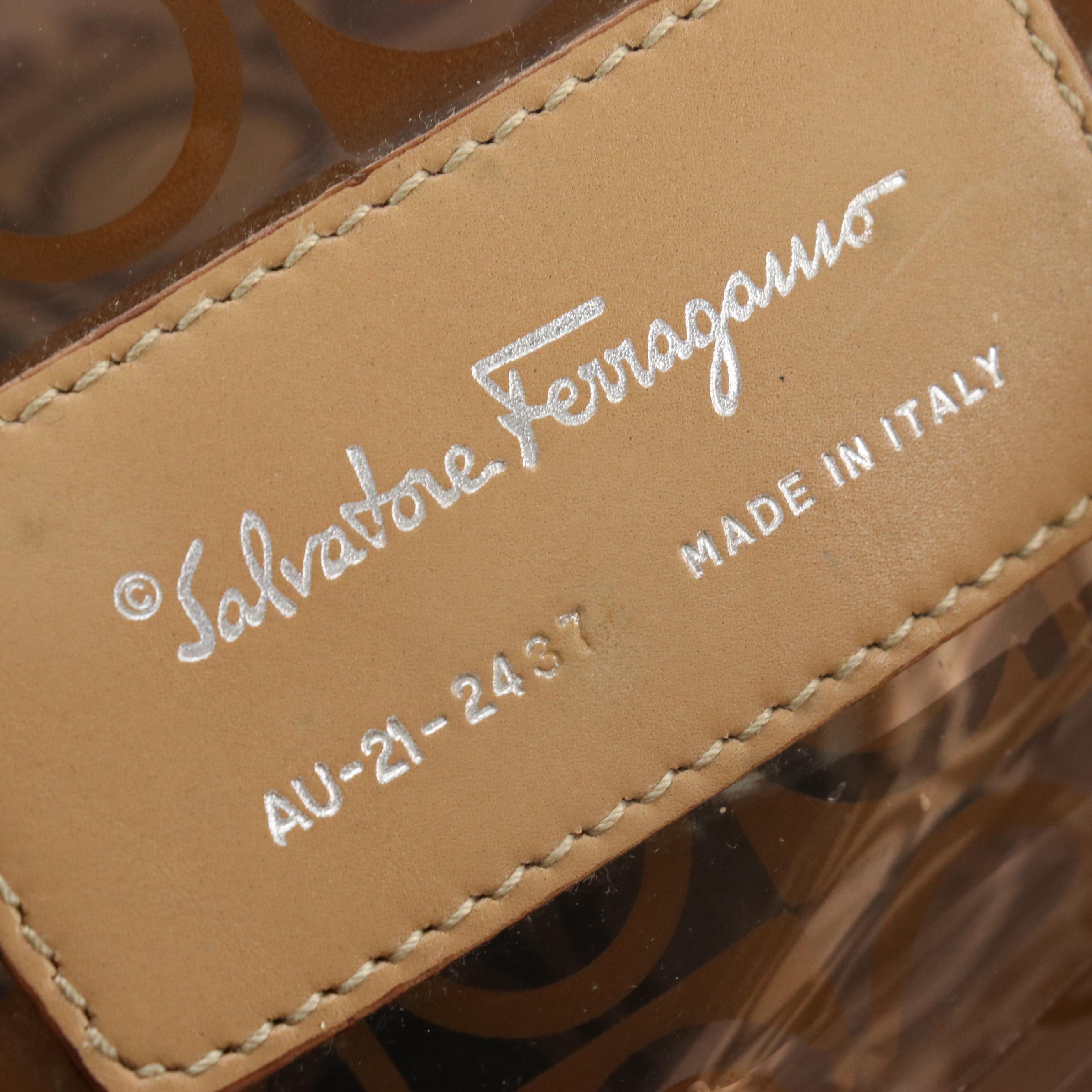 Salvatore Ferragamo Tote in Gancini Print Vinyl with Leather Trim