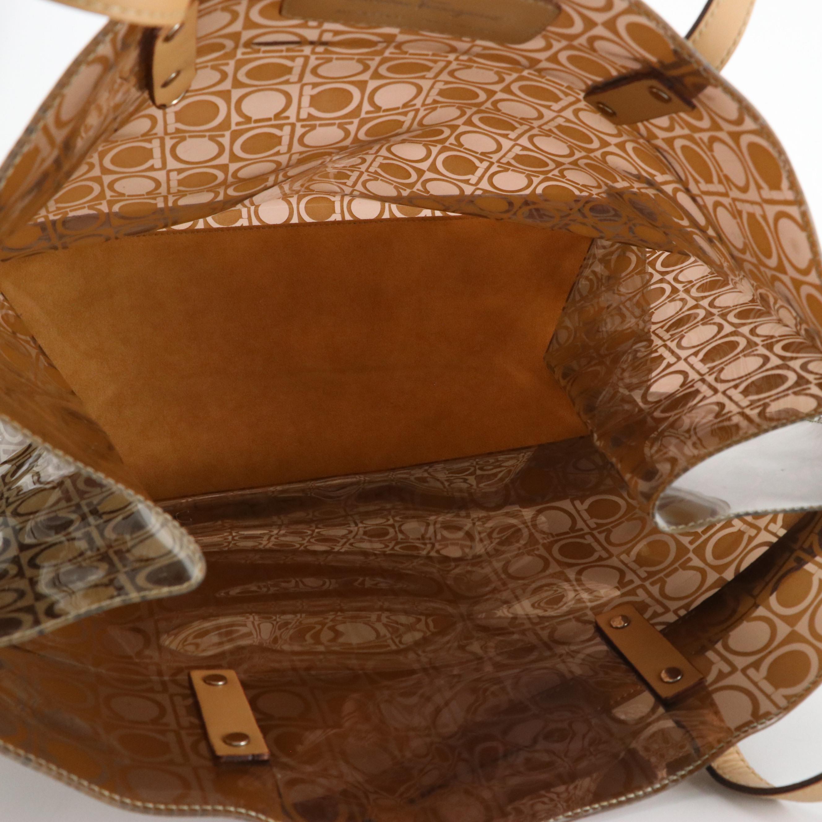 Salvatore Ferragamo Tote in Gancini Print Vinyl with Leather Trim