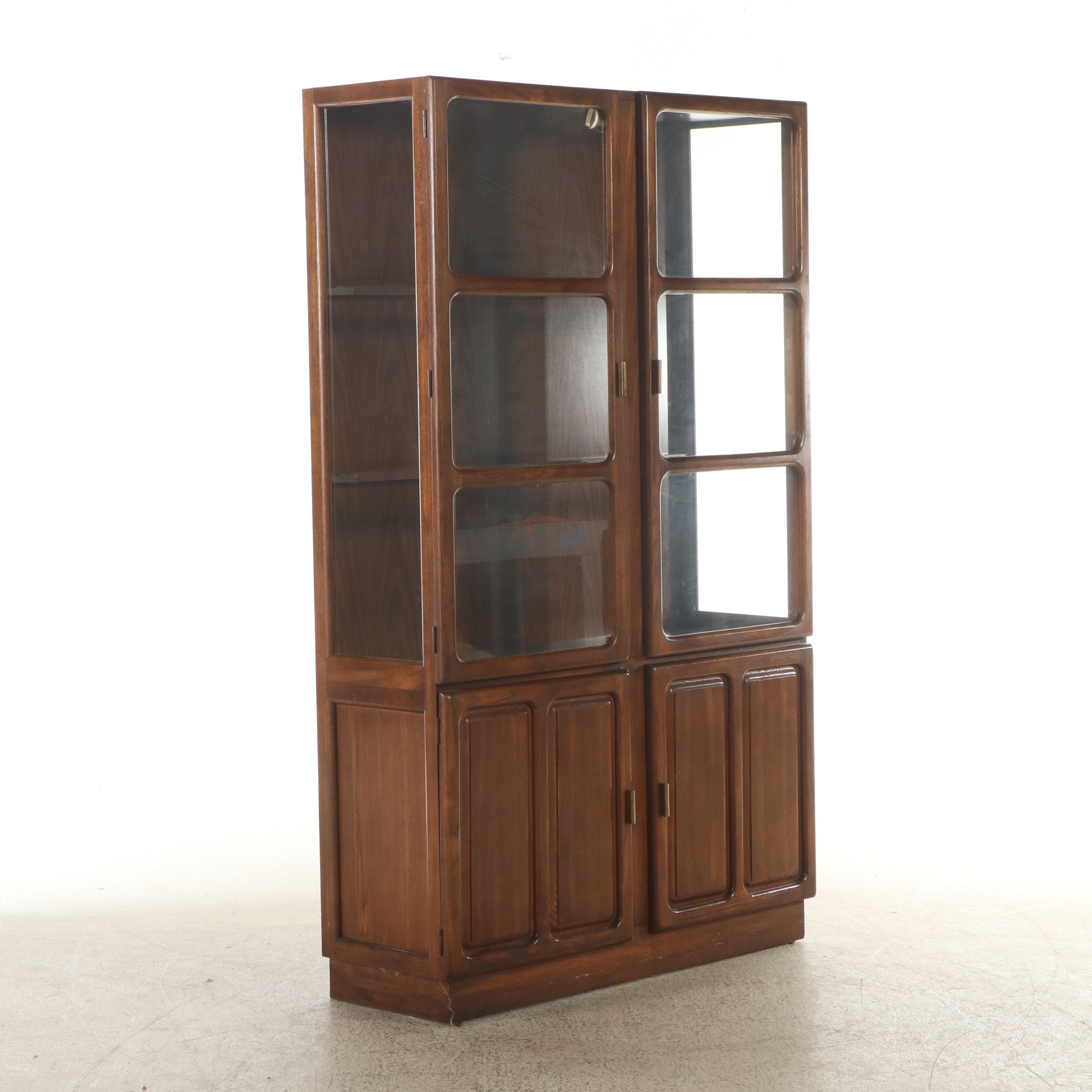 Mid Century Illuminated Oak China Cabinet