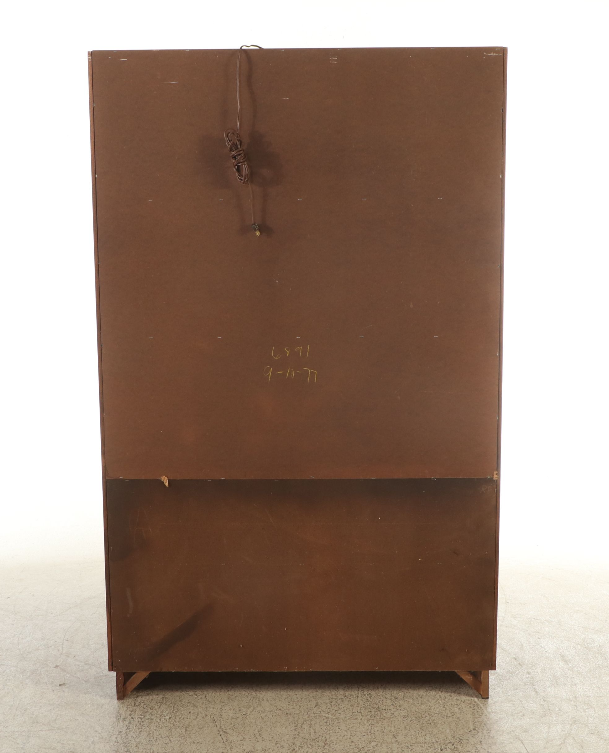 Mid Century Illuminated Oak China Cabinet