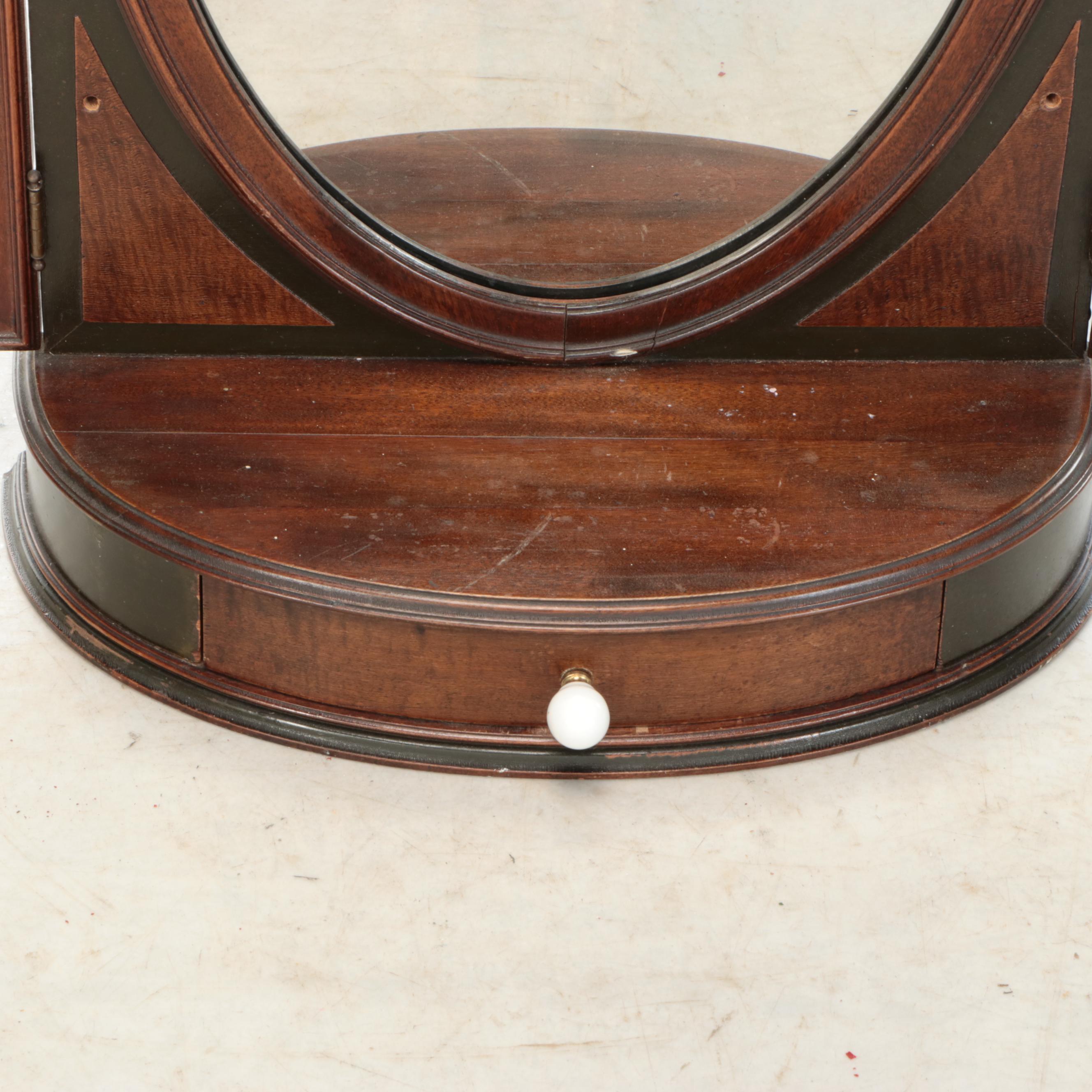 Victorian Style Wood Tabletop Vanity Mirror