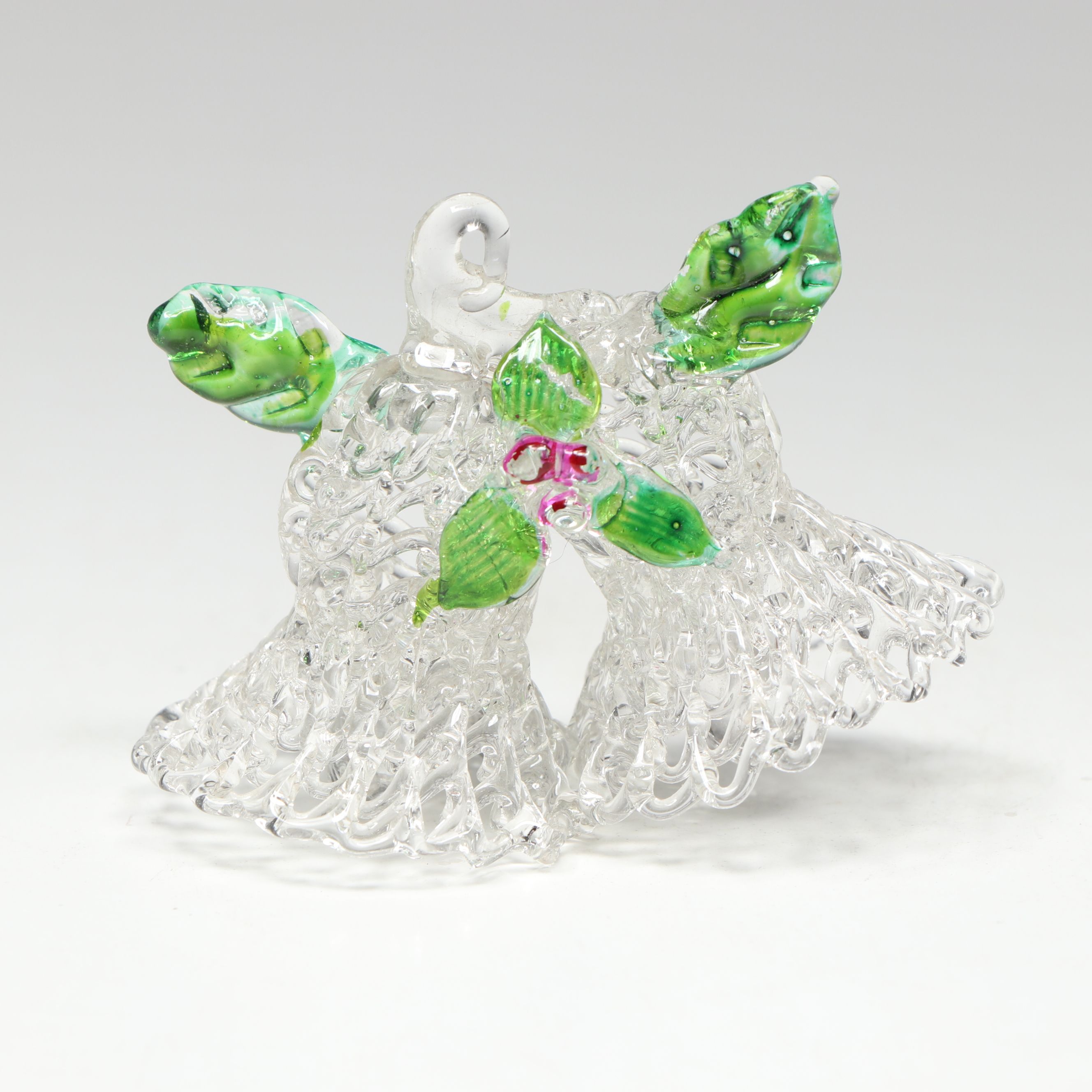 Cast Brass Santa Claus with Spun Glass Holiday Bells Ornament