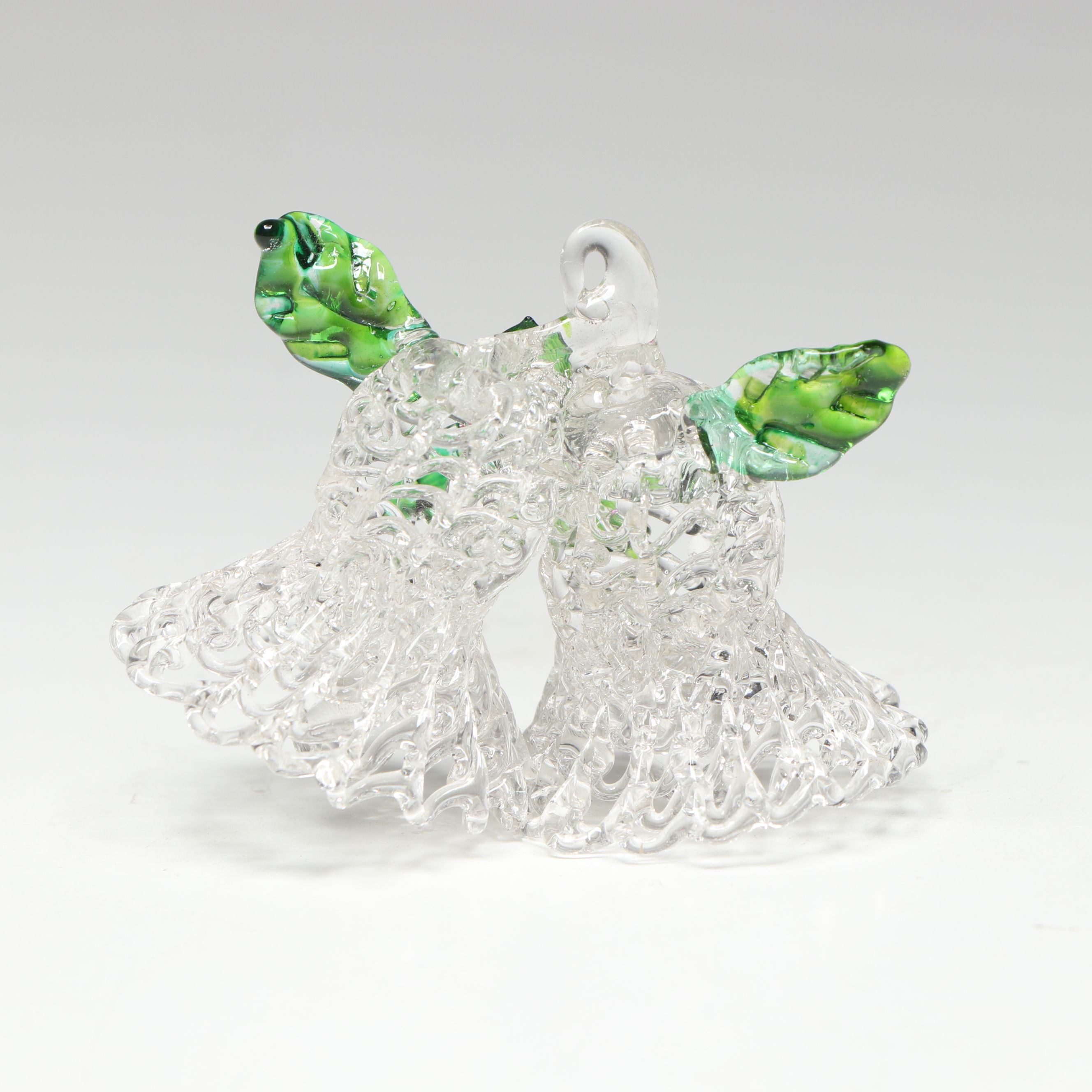 Cast Brass Santa Claus with Spun Glass Holiday Bells Ornament