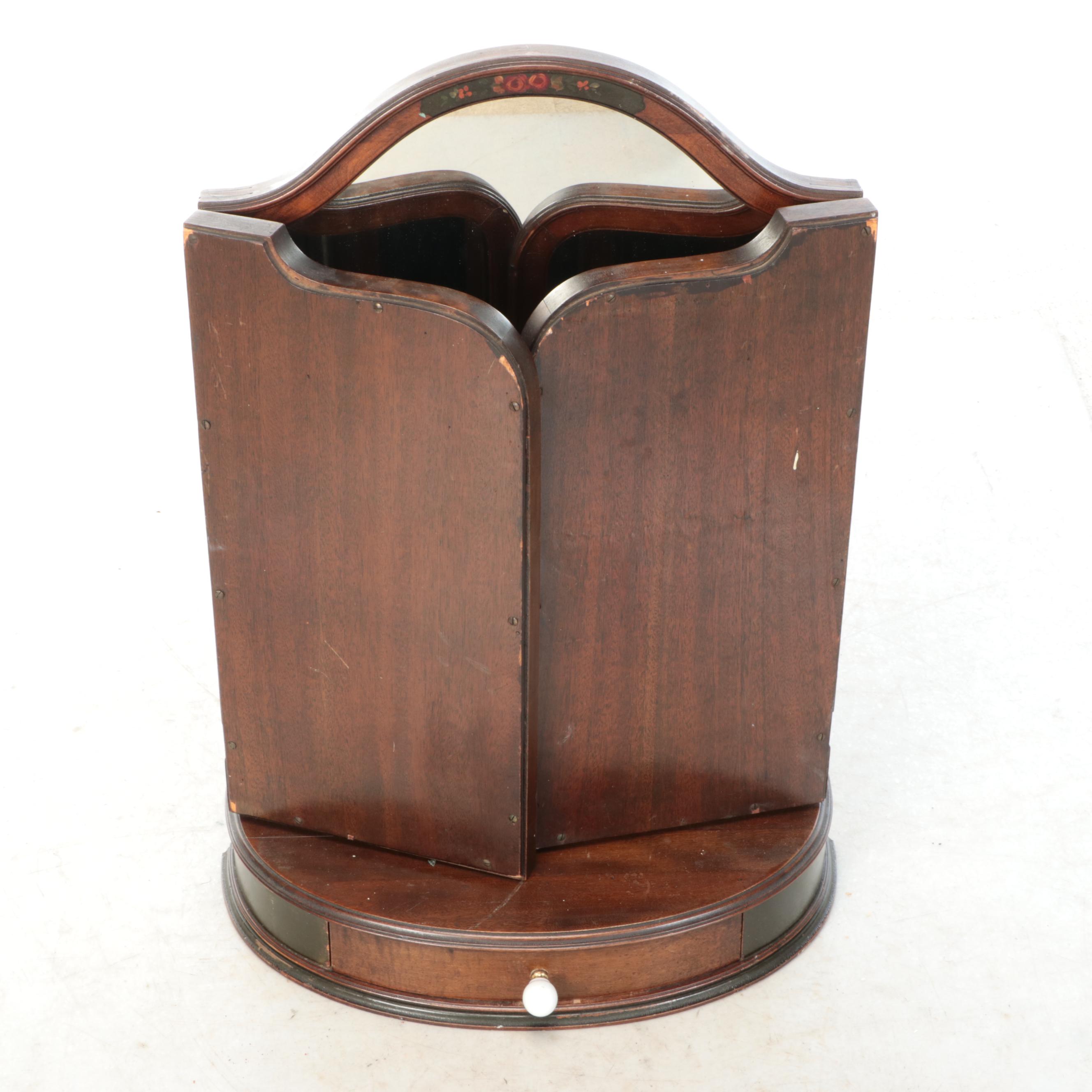 Victorian Style Wood Tabletop Vanity Mirror