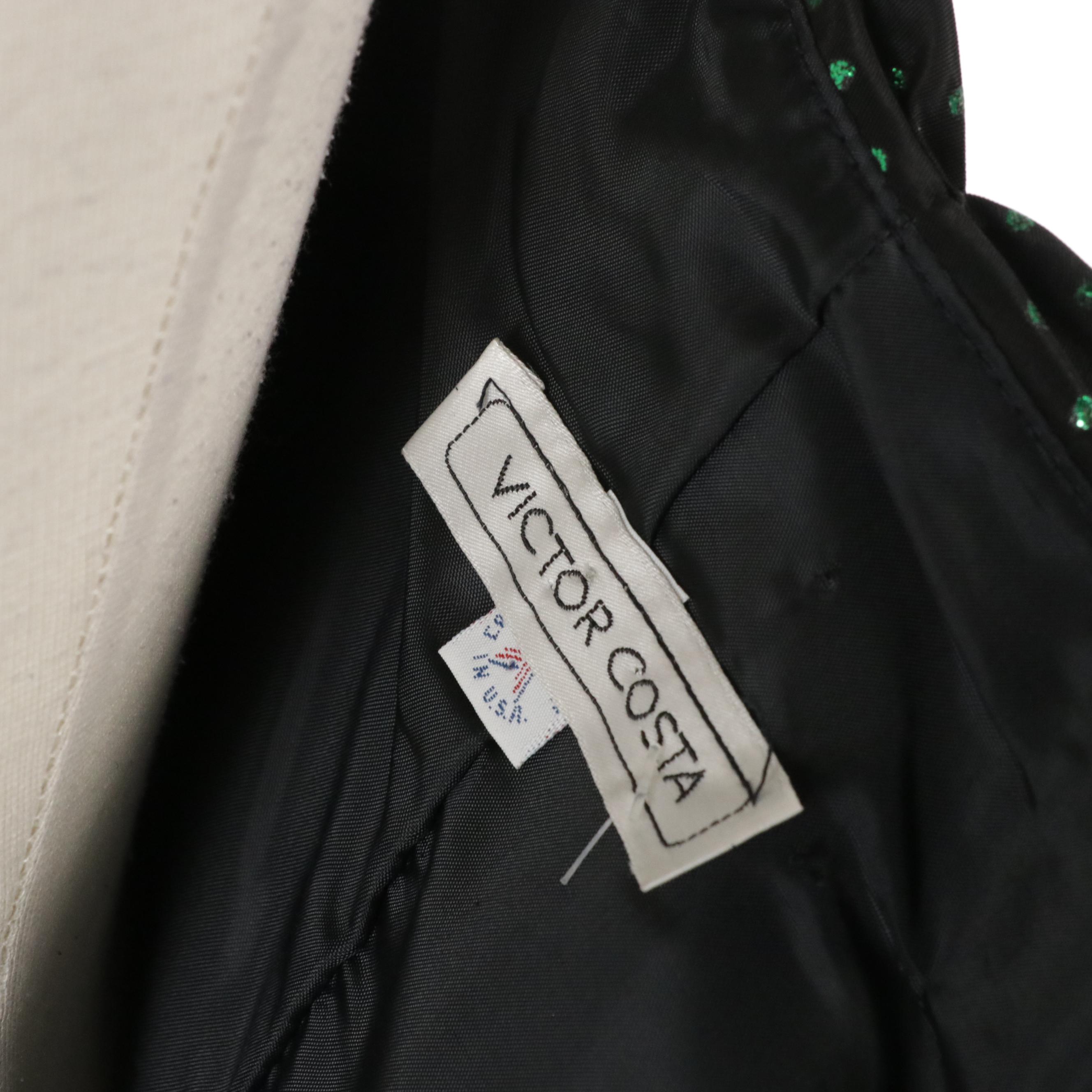 Victor Costa Vintage Polka Dot Ruched Party Dress with Rosette Details