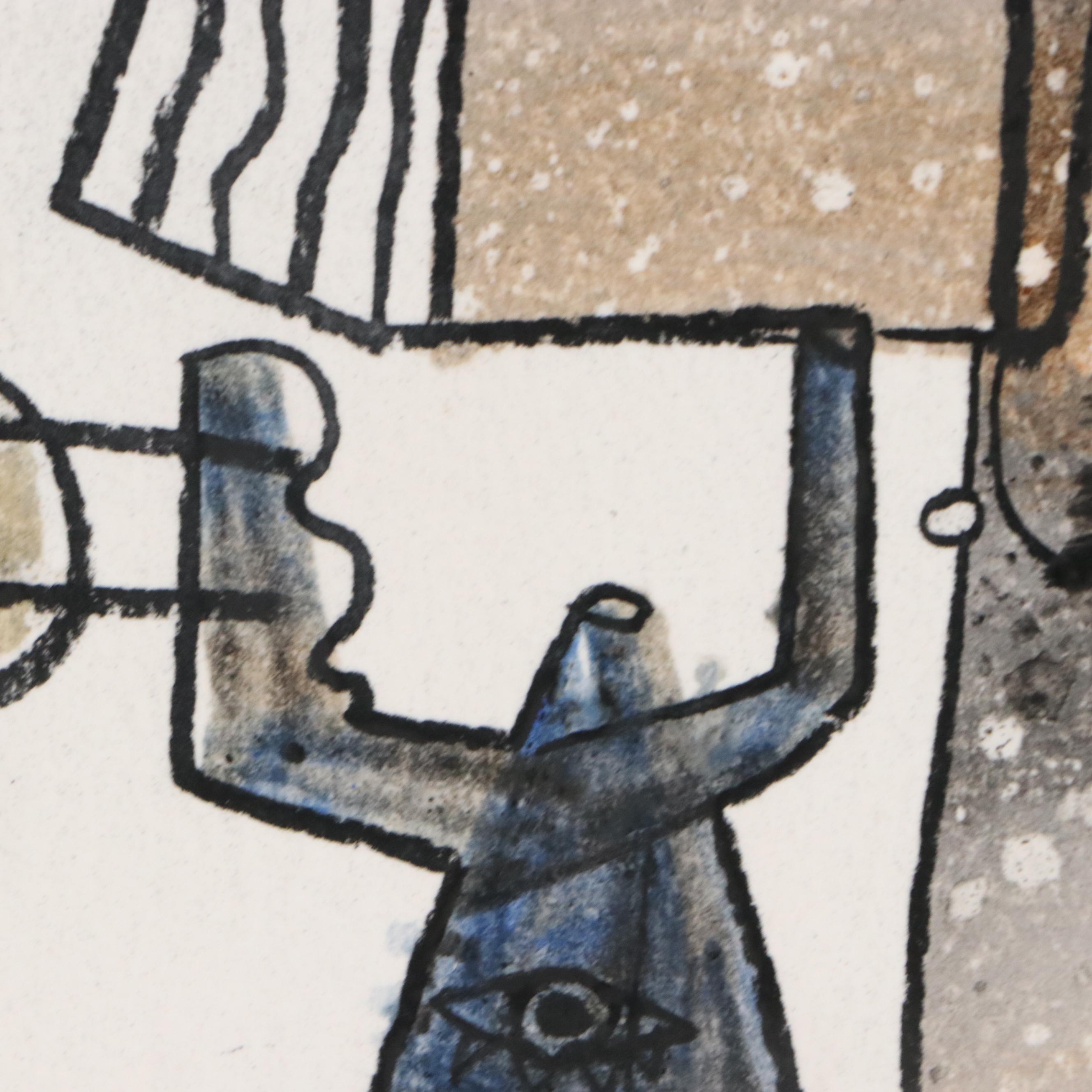 Michel Blázquez Surrealist Mixed Media Painting "Untitled," 2025