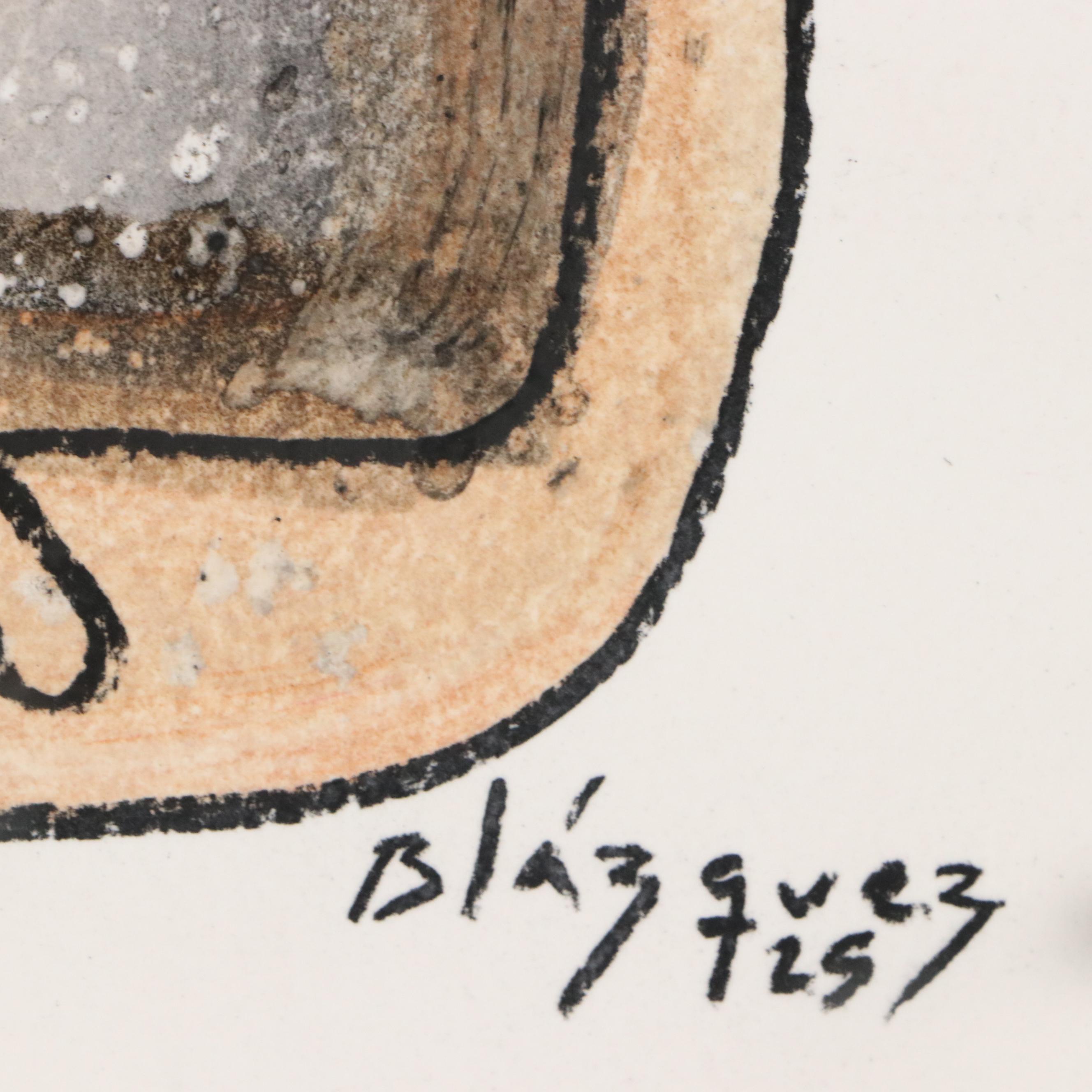 Michel Blázquez Surrealist Mixed Media Painting "Untitled," 2025