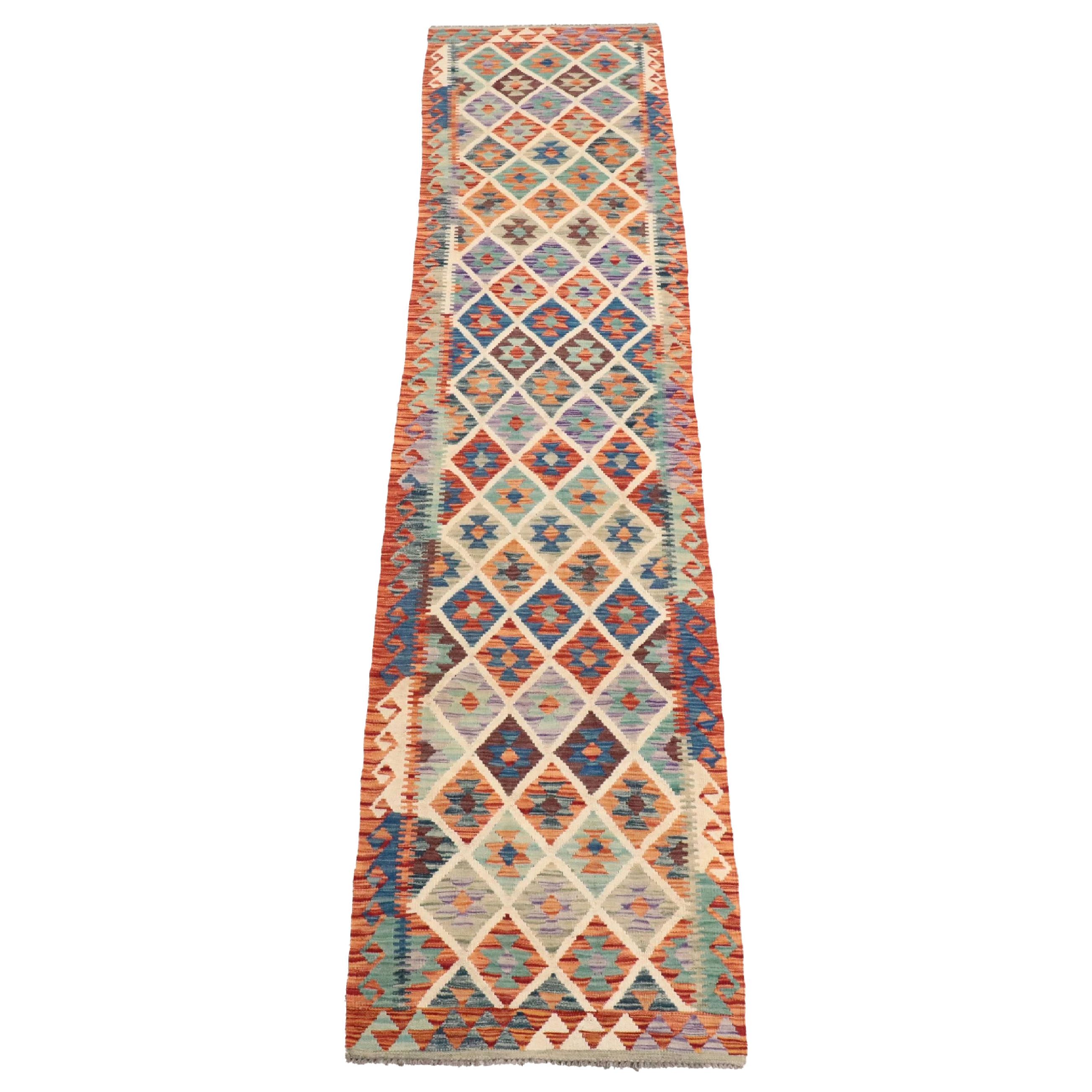 2'10 x 13'2 Handwoven Pakistani Kilim Long Rug