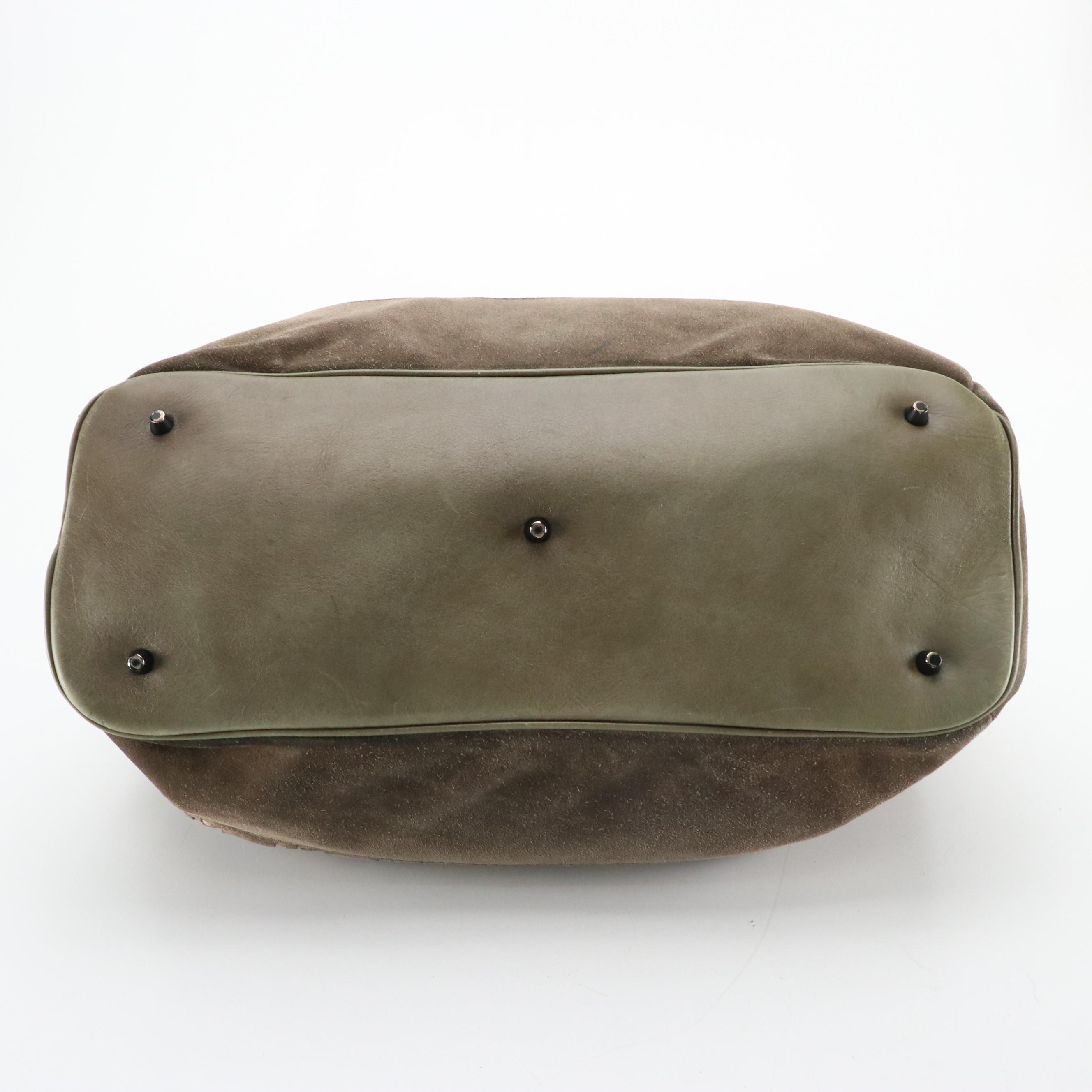 Burberry Suede and Leather Large Tote with Whip Stitch Handles