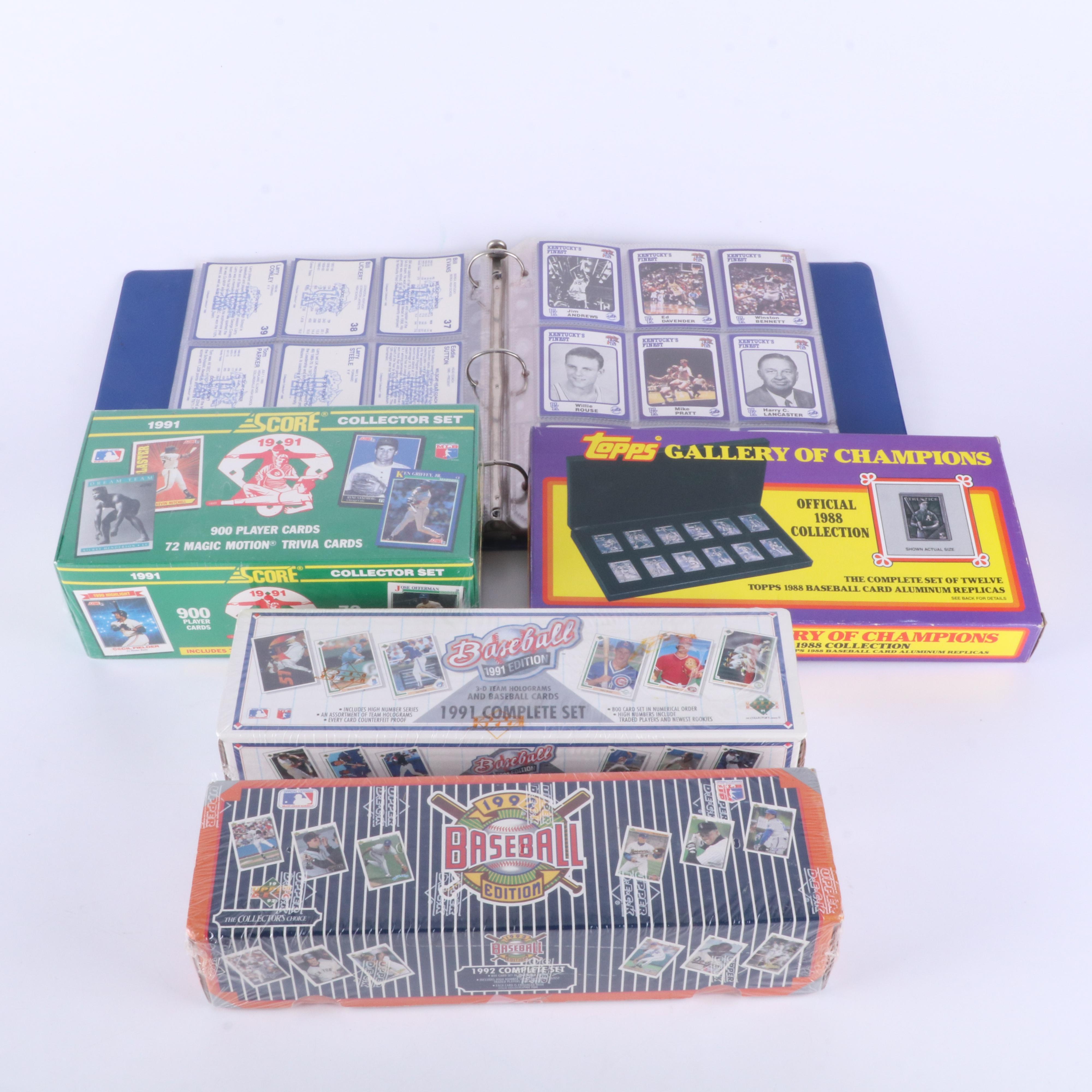 Three Baseball Card Sets, 1988 Topps Gallery of Champions, UK Basketball Cards