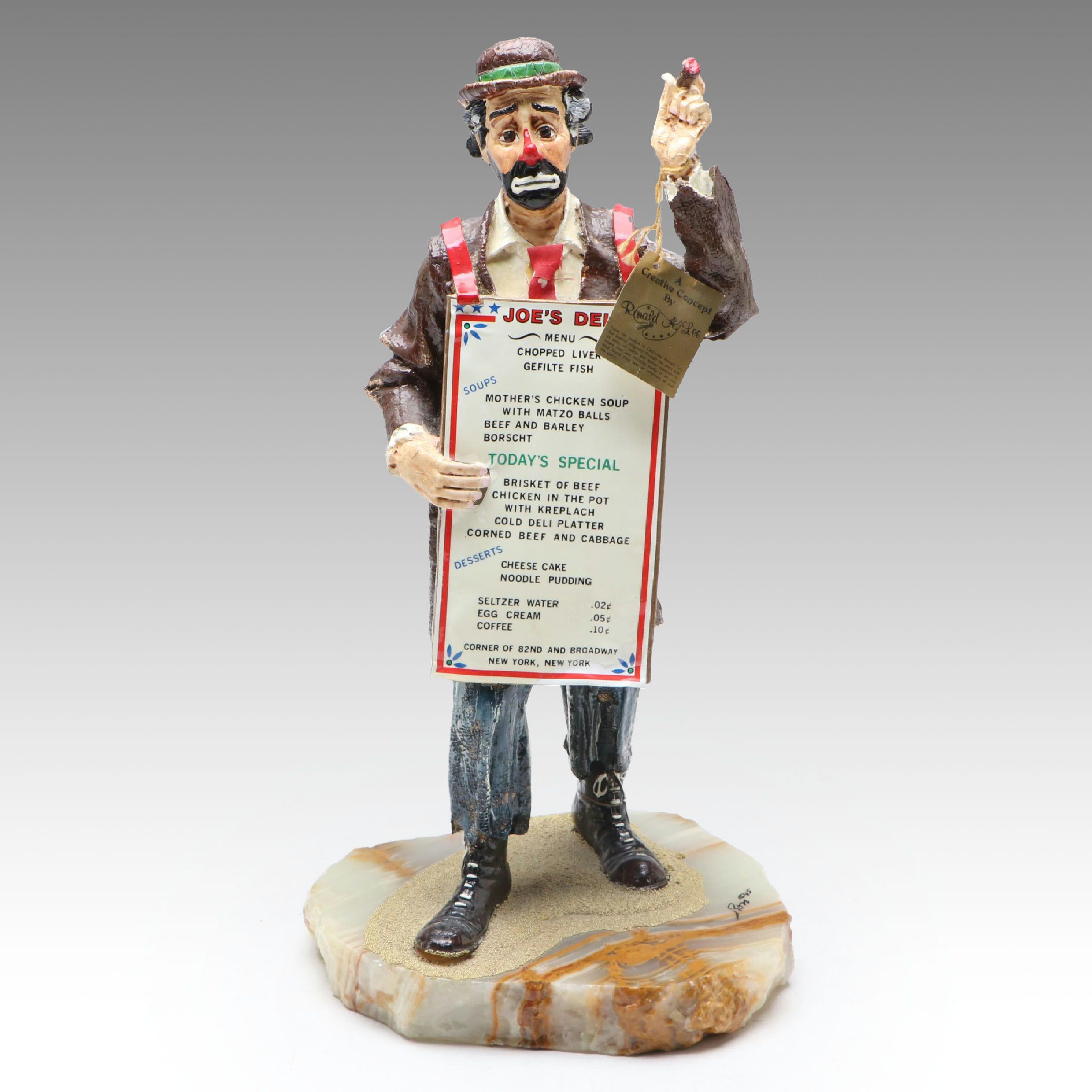 Ronald A. Lee "Lee's Deli" Hobo With Sandwich Board Figurine, 1985