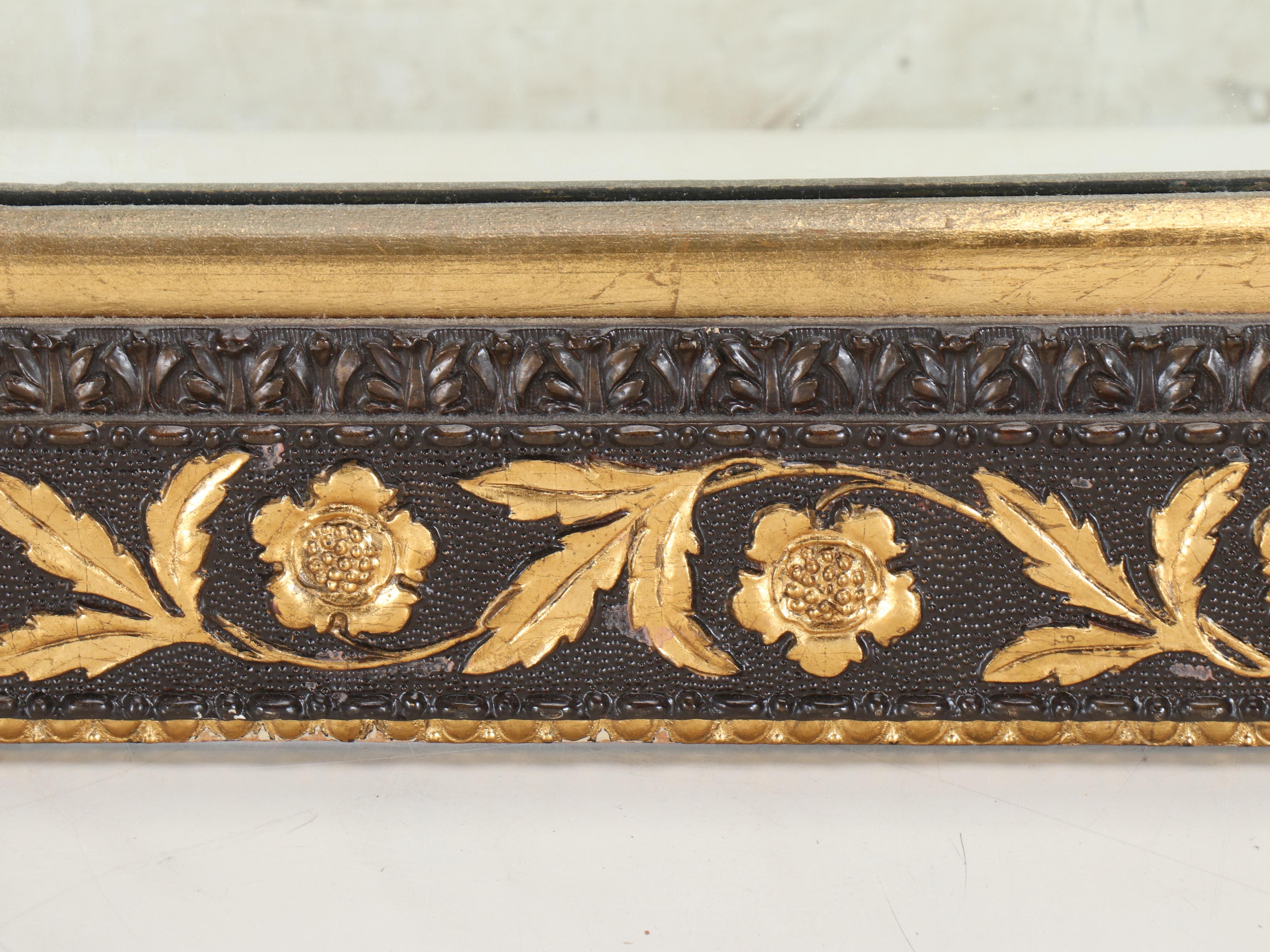 Gold Finish Floral Wood Wall Mirror