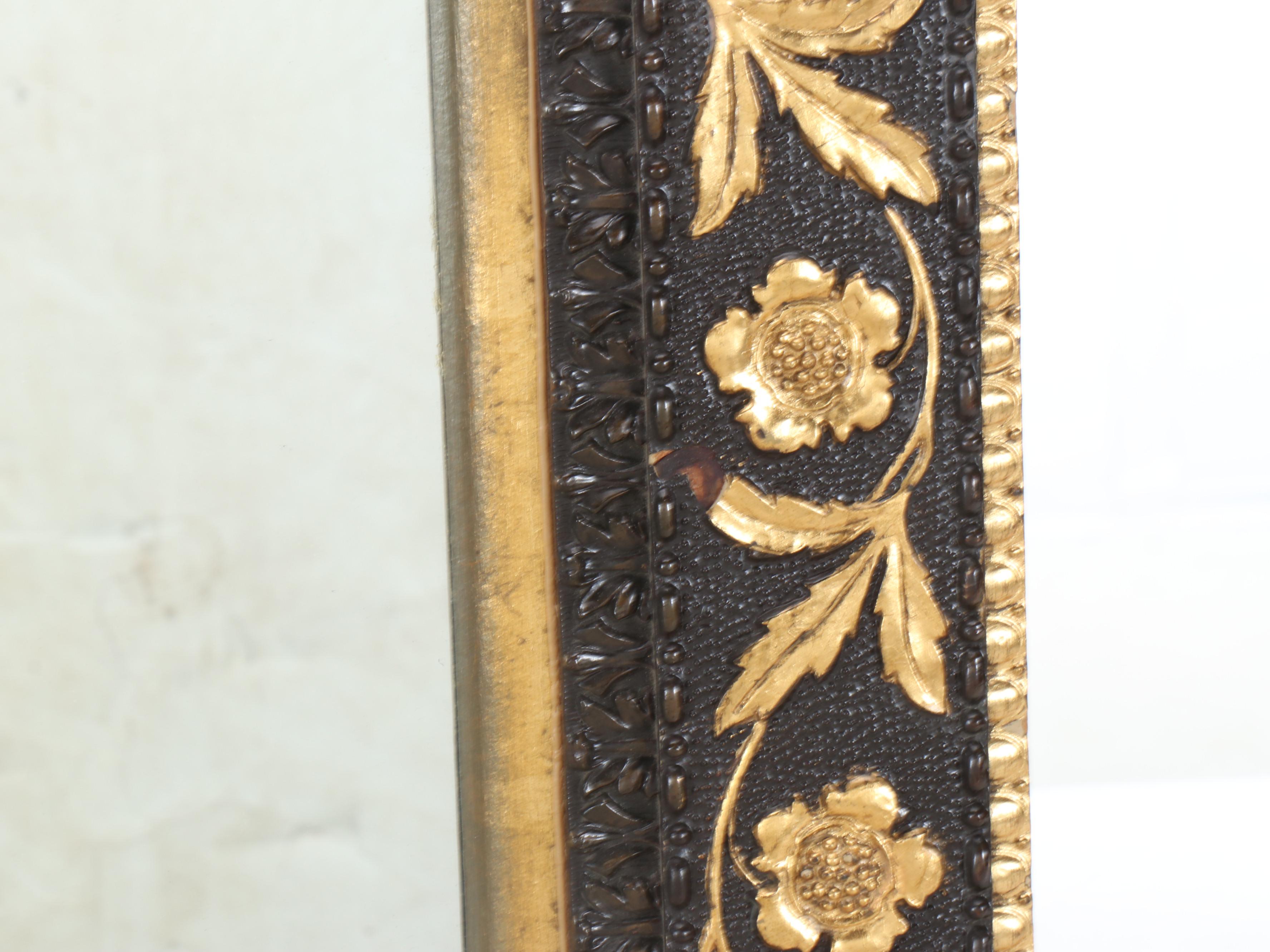 Gold Finish Floral Wood Wall Mirror