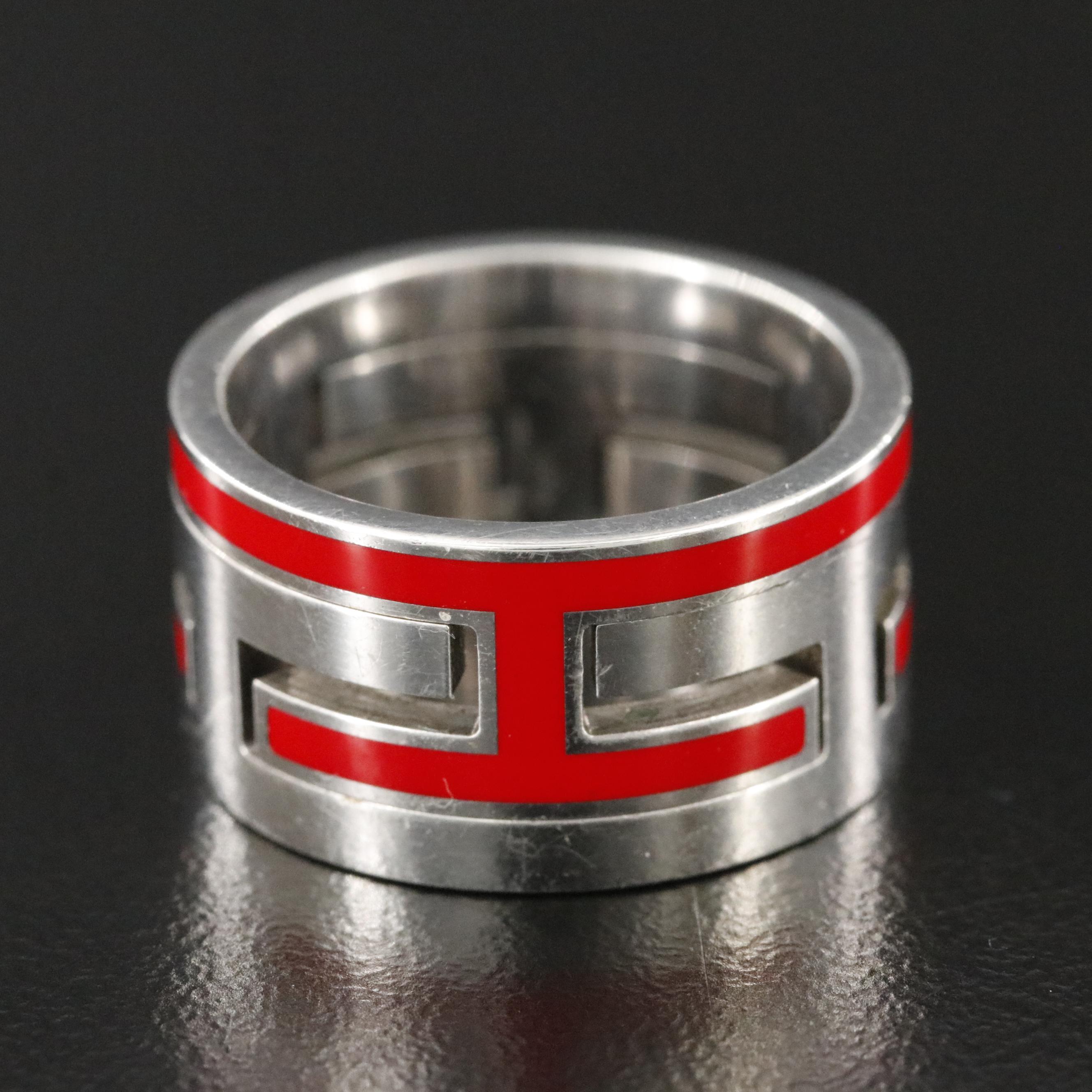 Hermès Sterling Move H Enamel Ring