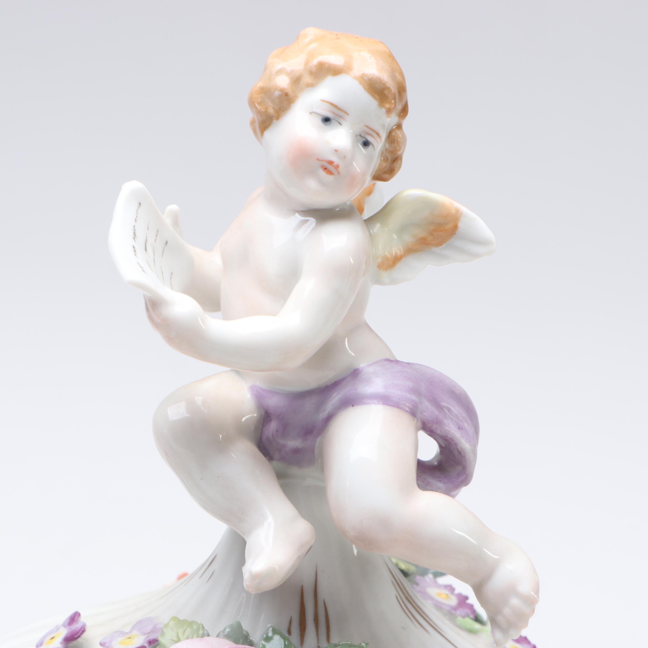 German Floral Gilt Porcelain Lidded Vases and Centerpiece, Late 20th Century