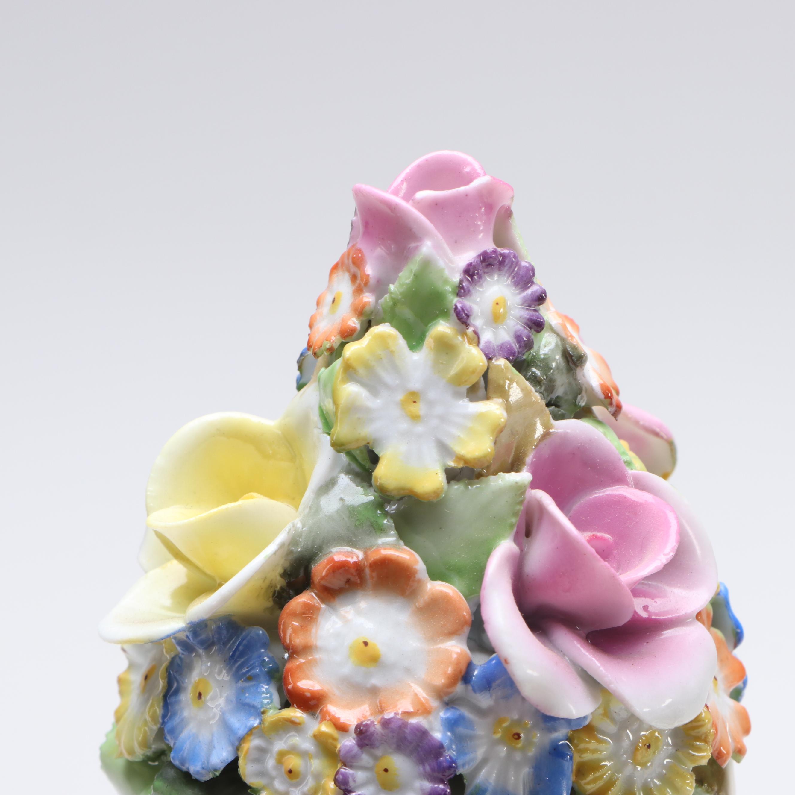 German Floral Gilt Porcelain Lidded Vases and Centerpiece, Late 20th Century