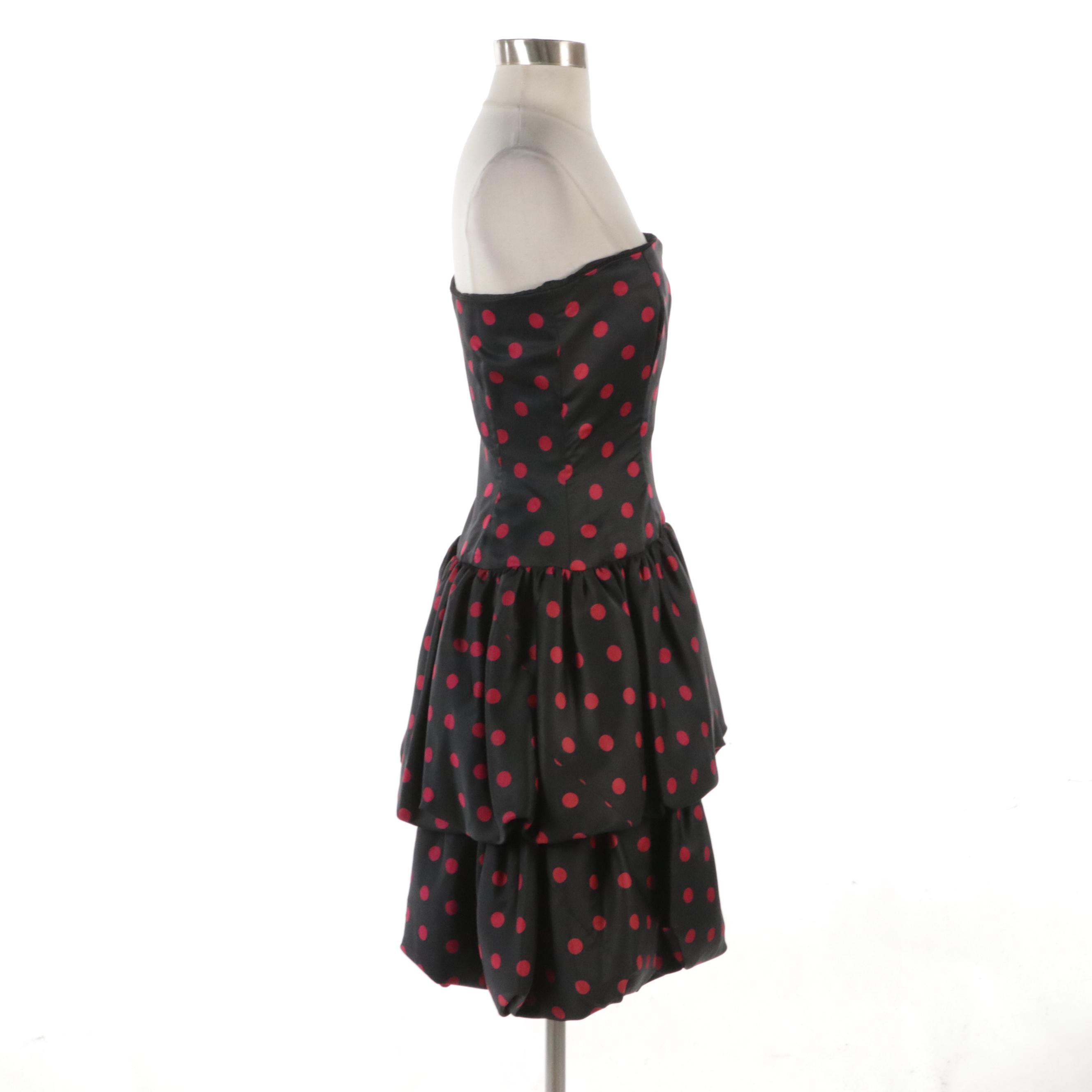 Bills Blass for Giorgio Beverly Hills Vintage Polka Dot Strapless Party Dress