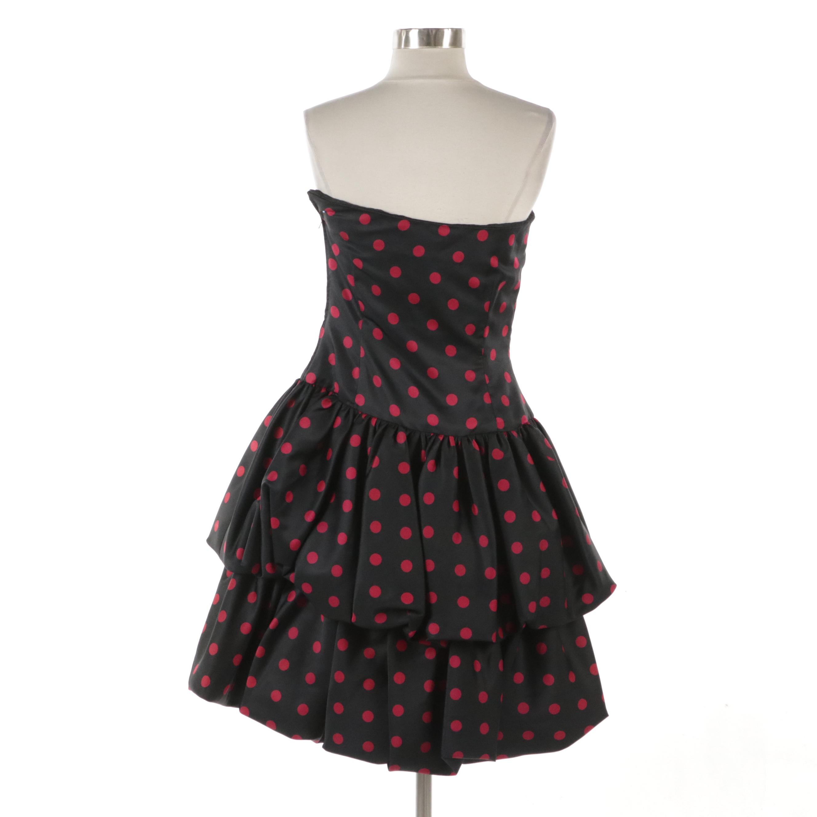 Bills Blass for Giorgio Beverly Hills Vintage Polka Dot Strapless Party Dress