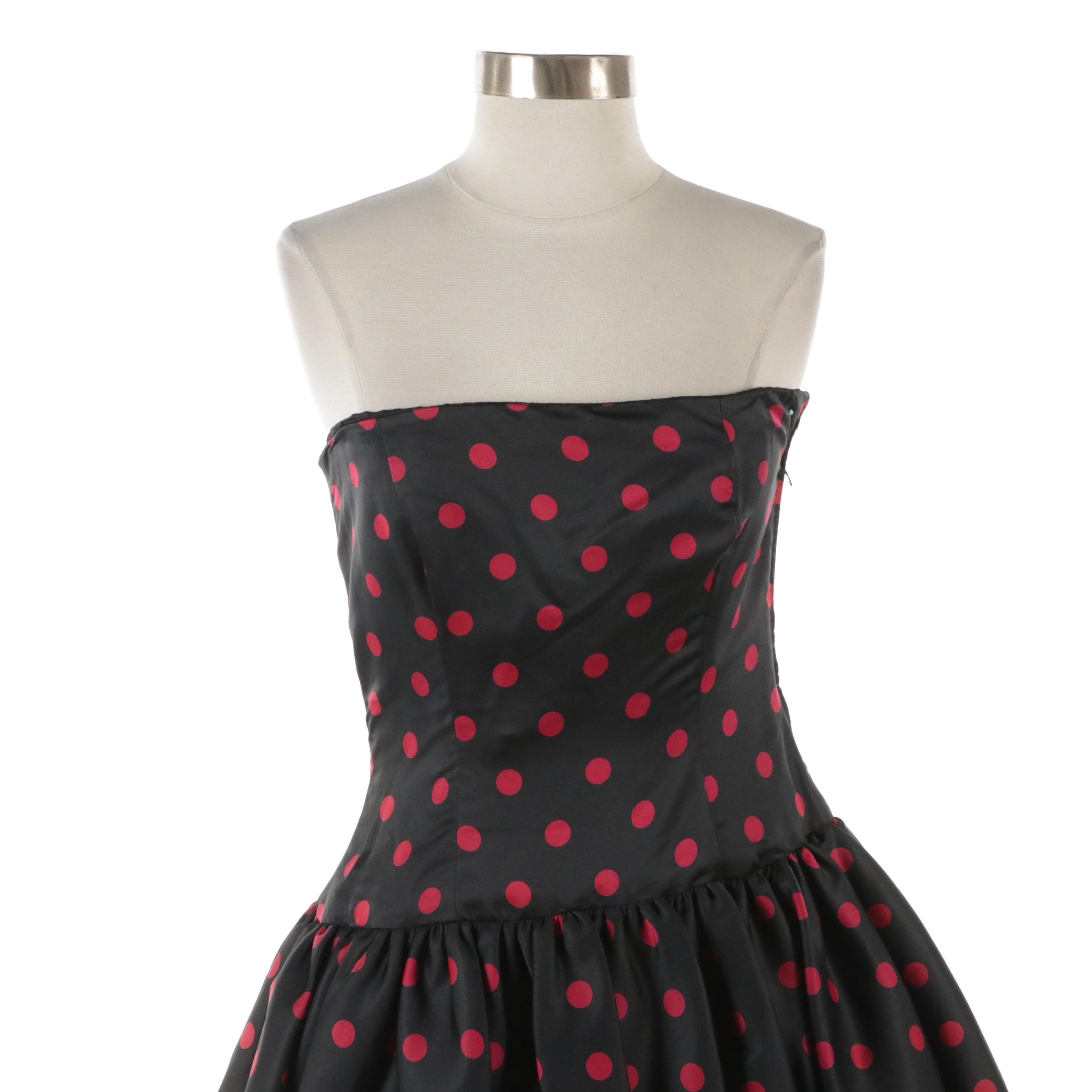 Bills Blass for Giorgio Beverly Hills Vintage Polka Dot Strapless Party Dress