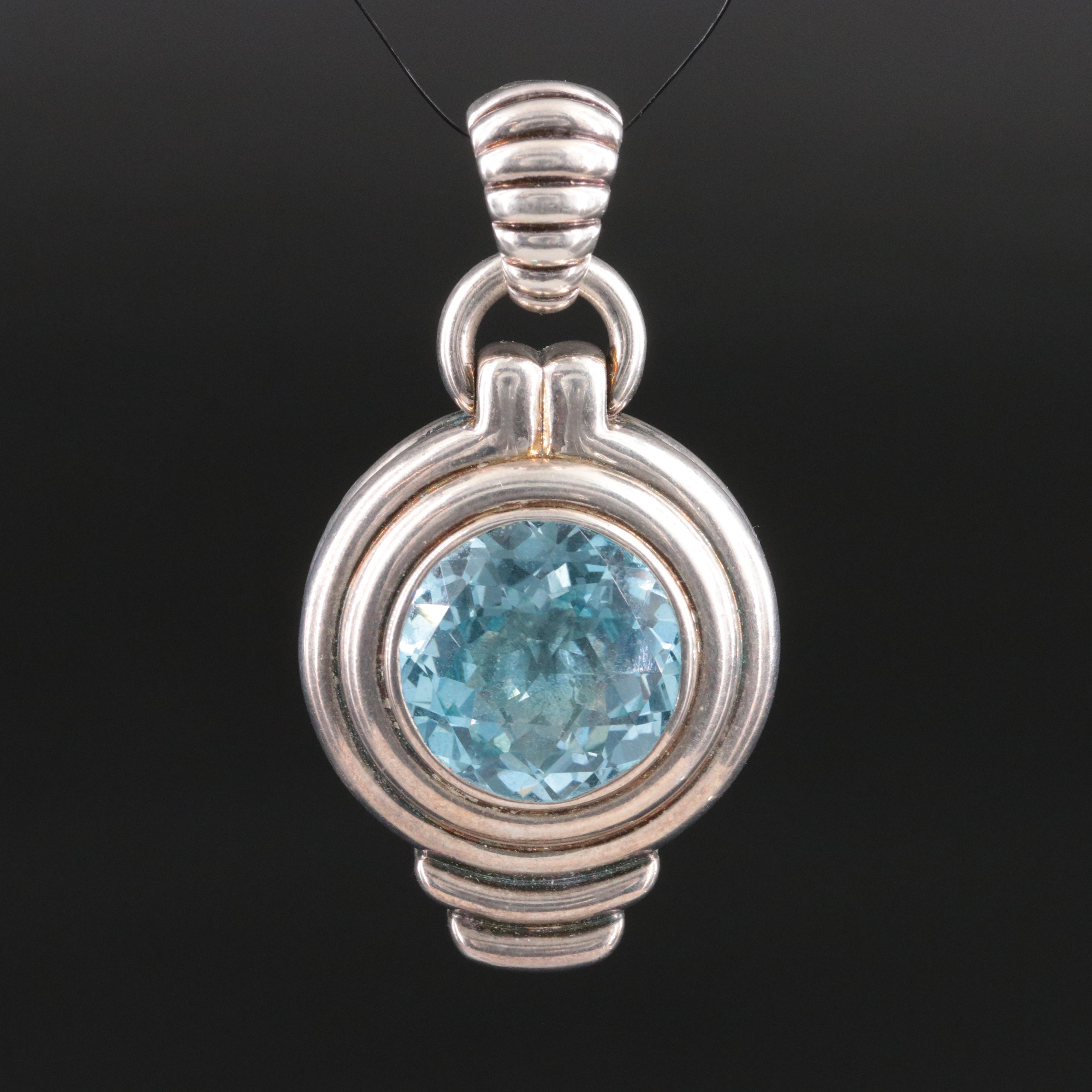 John Hardy Sterling and Blue Topaz Enhancer Pendant