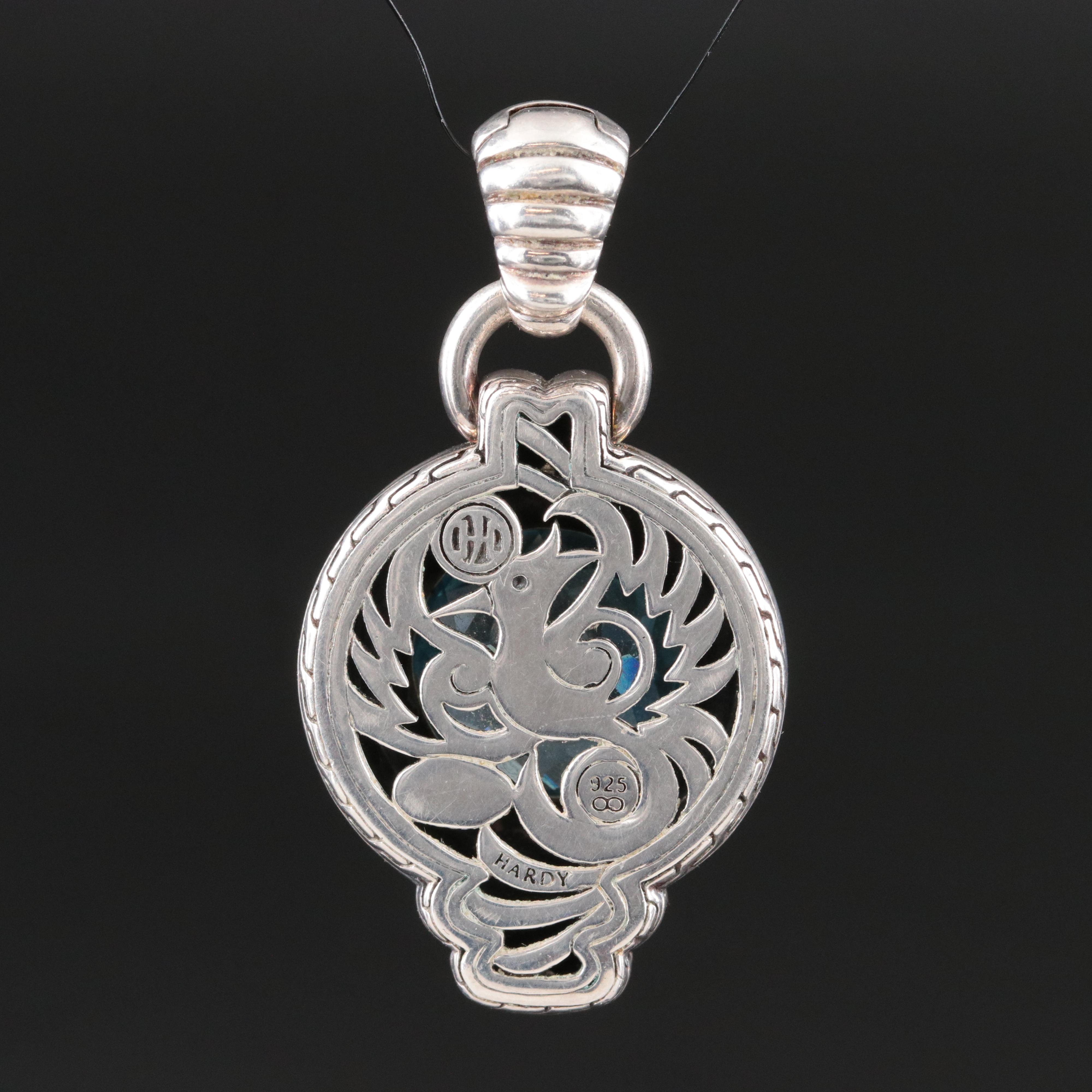 John Hardy Sterling and Blue Topaz Enhancer Pendant