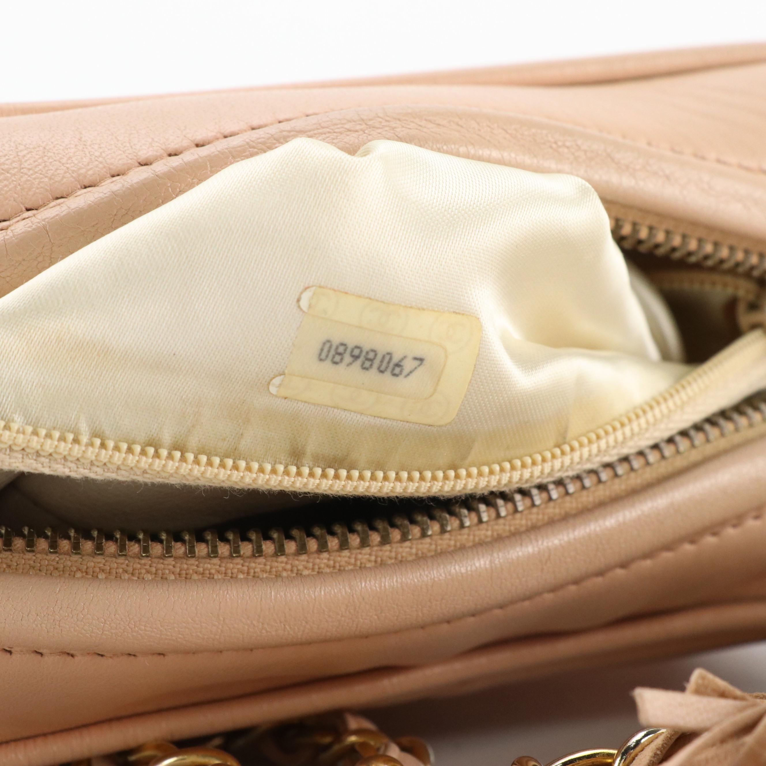 Chanel CC Tassel Camera Bag in Blush Quilted Lambskin Leather