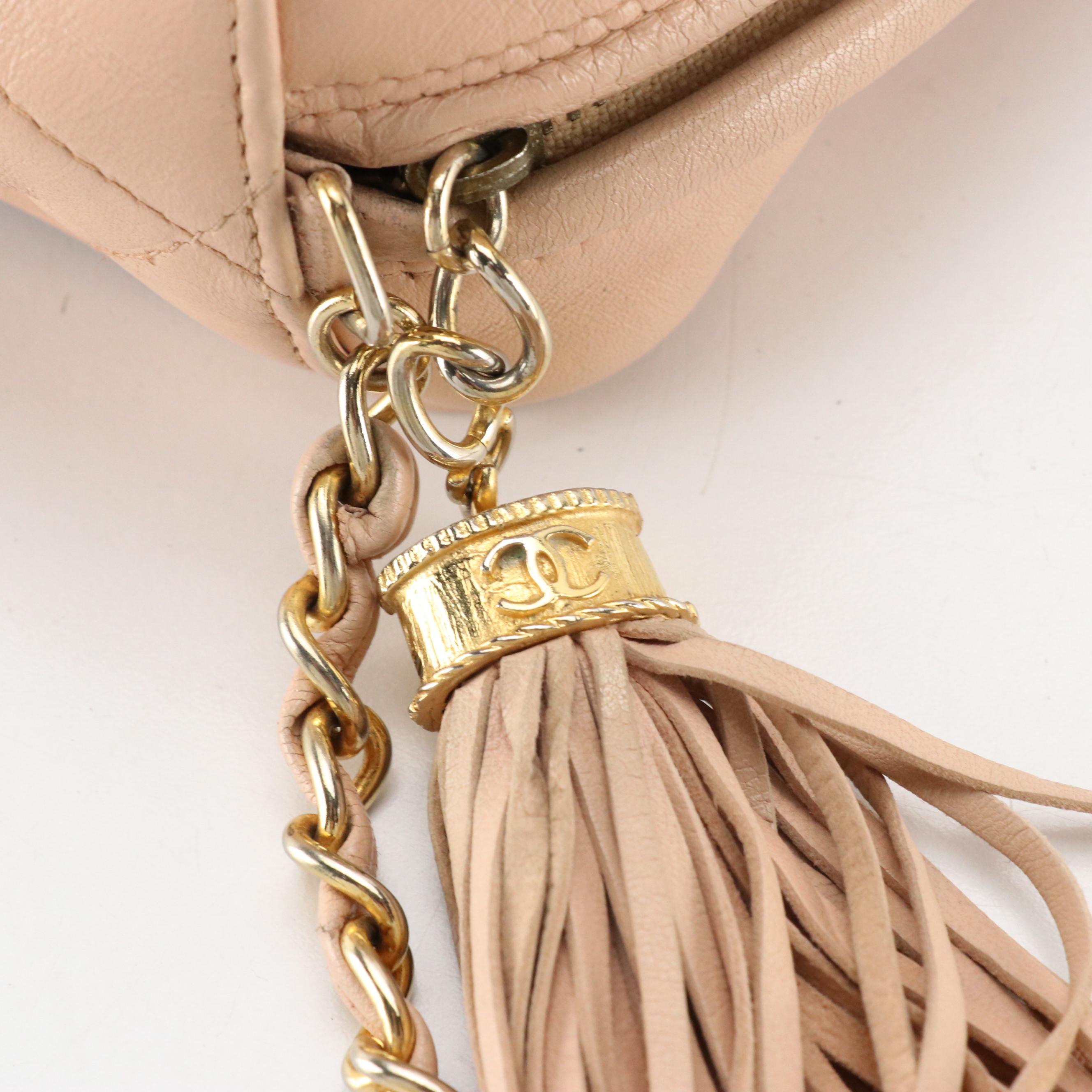 Chanel CC Tassel Camera Bag in Blush Quilted Lambskin Leather