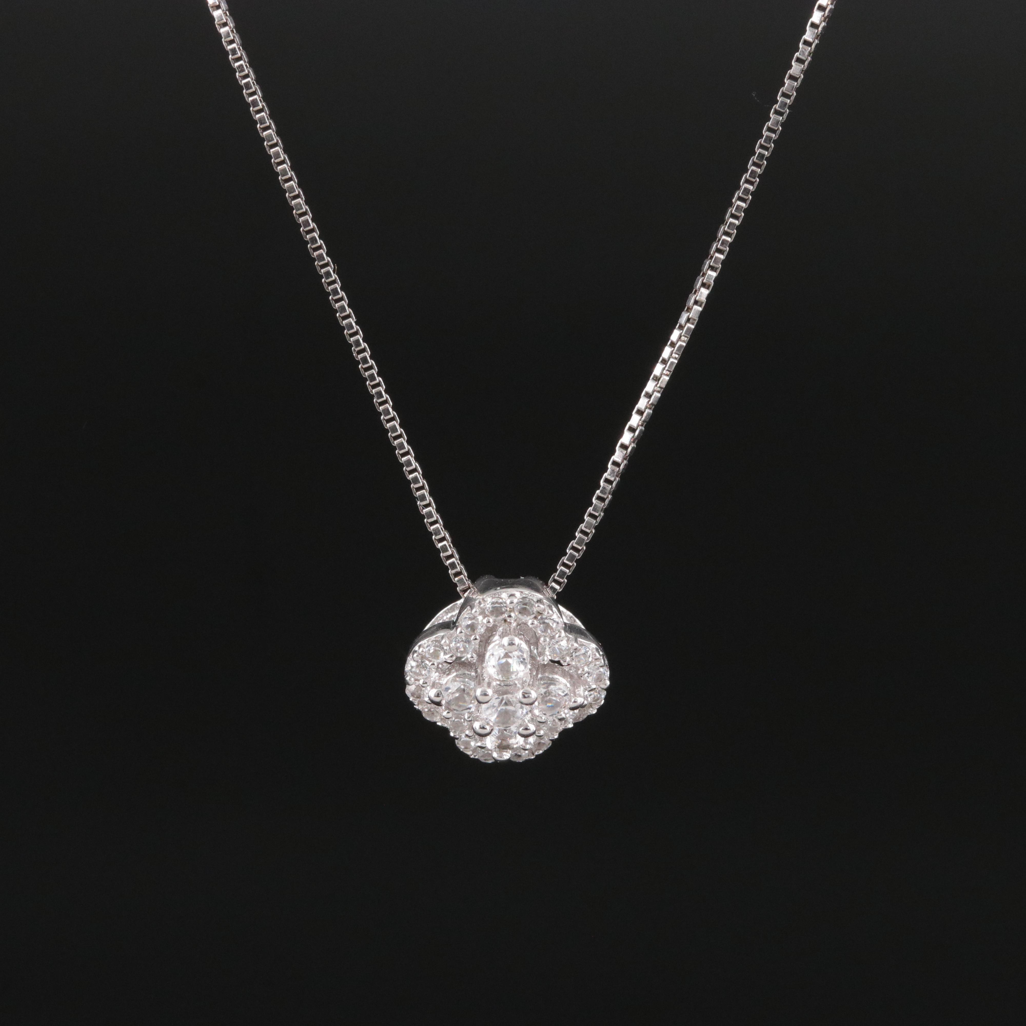 Sterling White Sapphire Pendant Necklace
