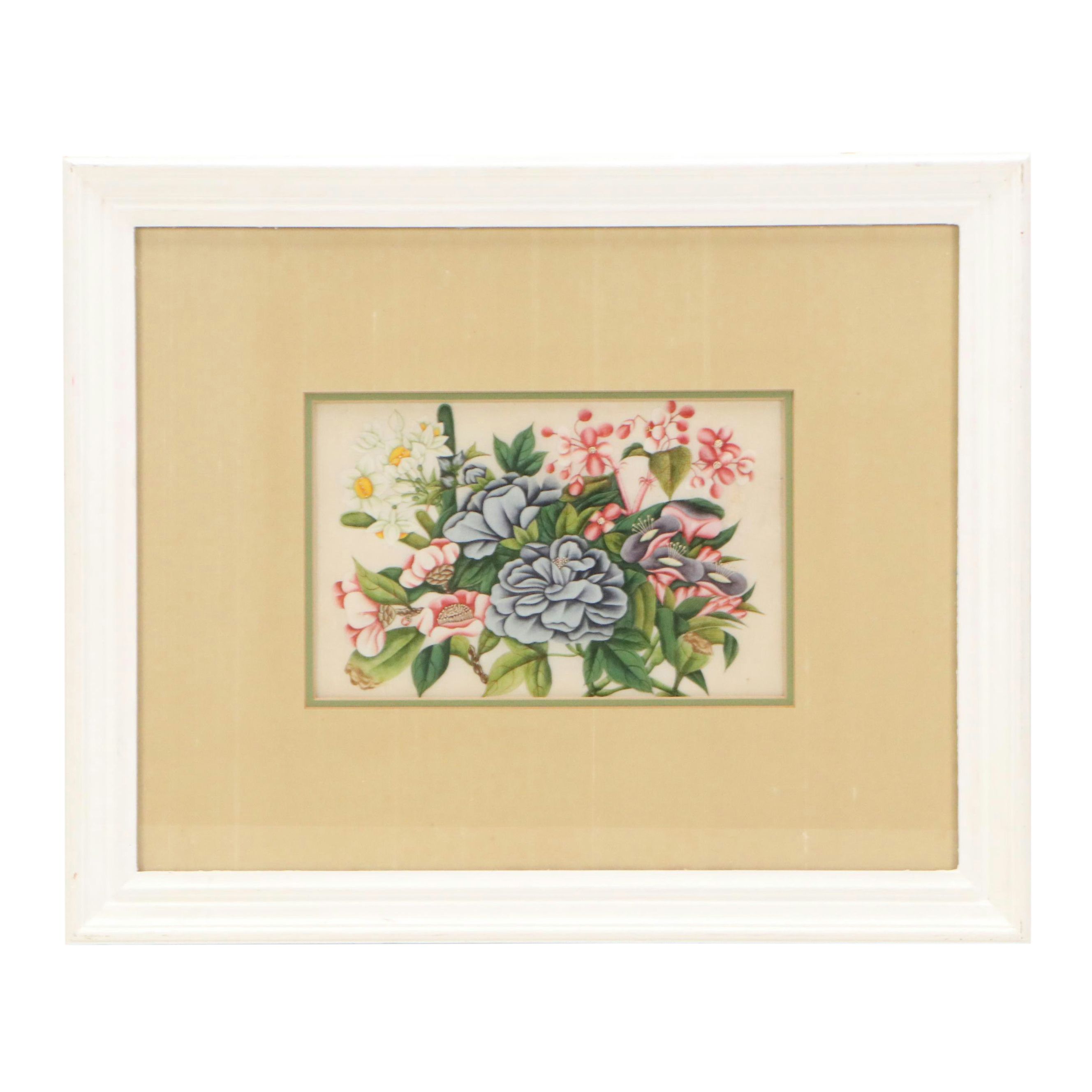 Chinese Export Watercolor Pith Huaniaohua Painting, 19th Century