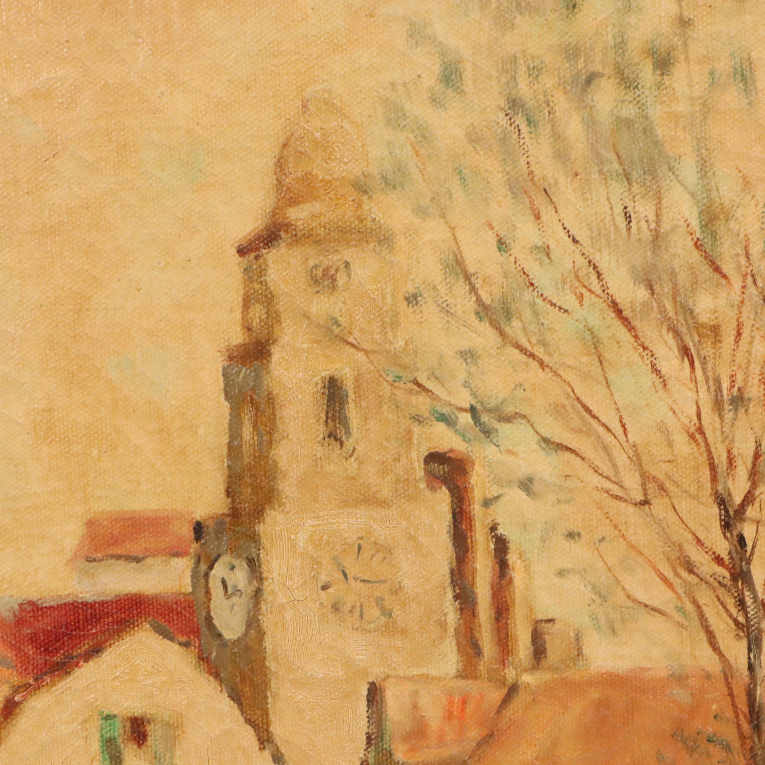 Dennis Ainsley French Landscape Oil Painting "Market Place Brittany"