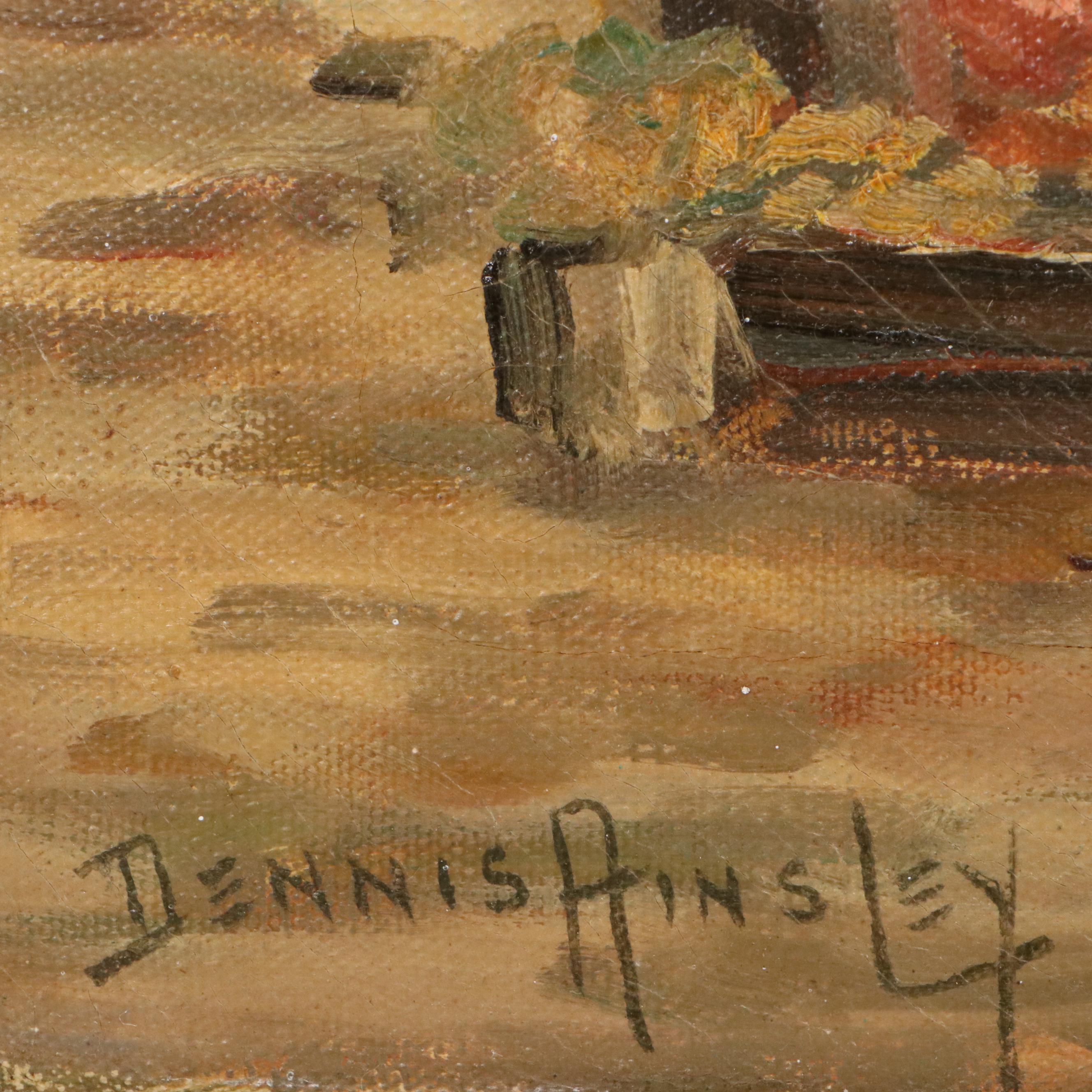 Dennis Ainsley French Landscape Oil Painting "Market Place Brittany"