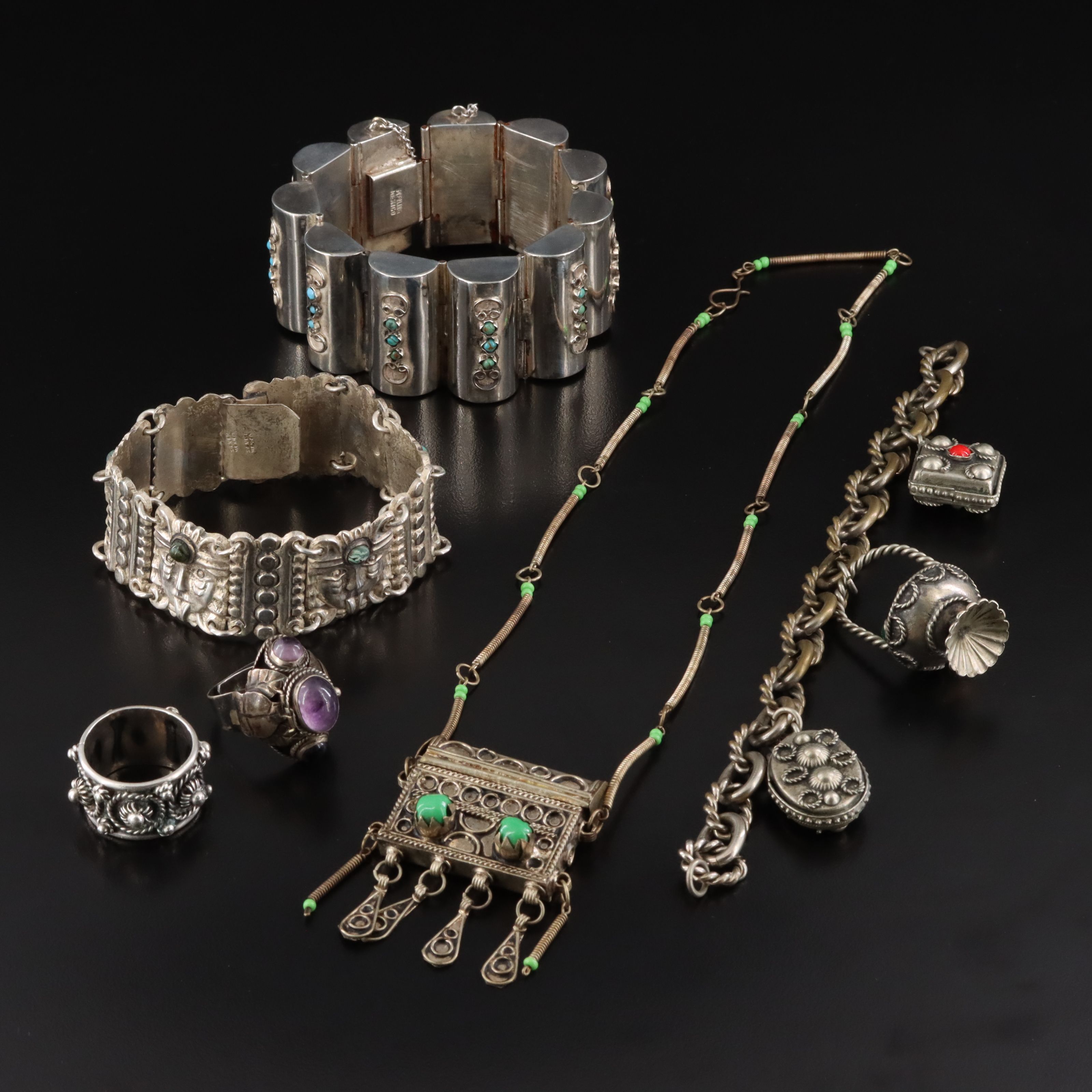 Mexican Sterling Bracelets and Rings Featured in Jewelry Collection