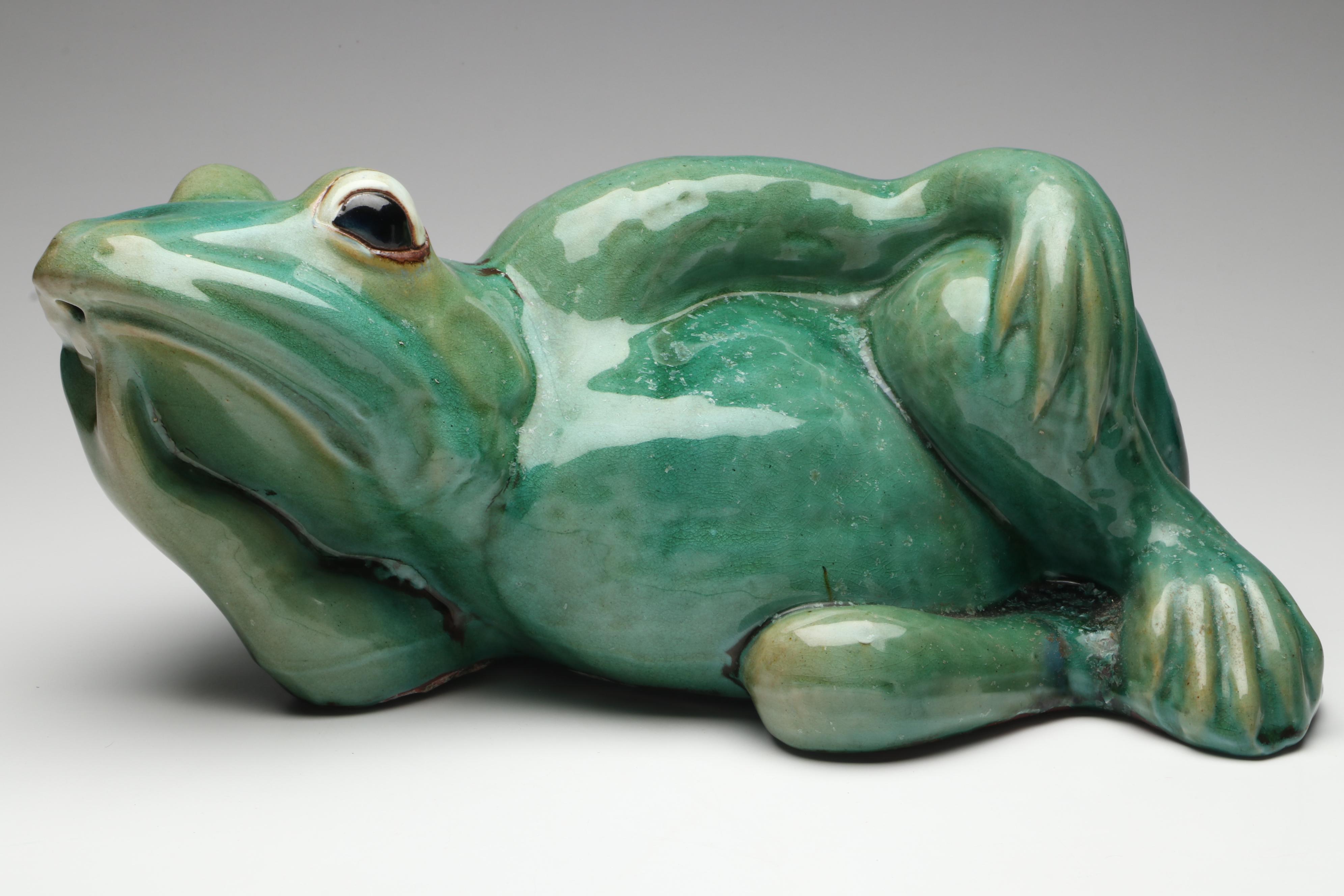 Glazed Green Ceramic Frogs