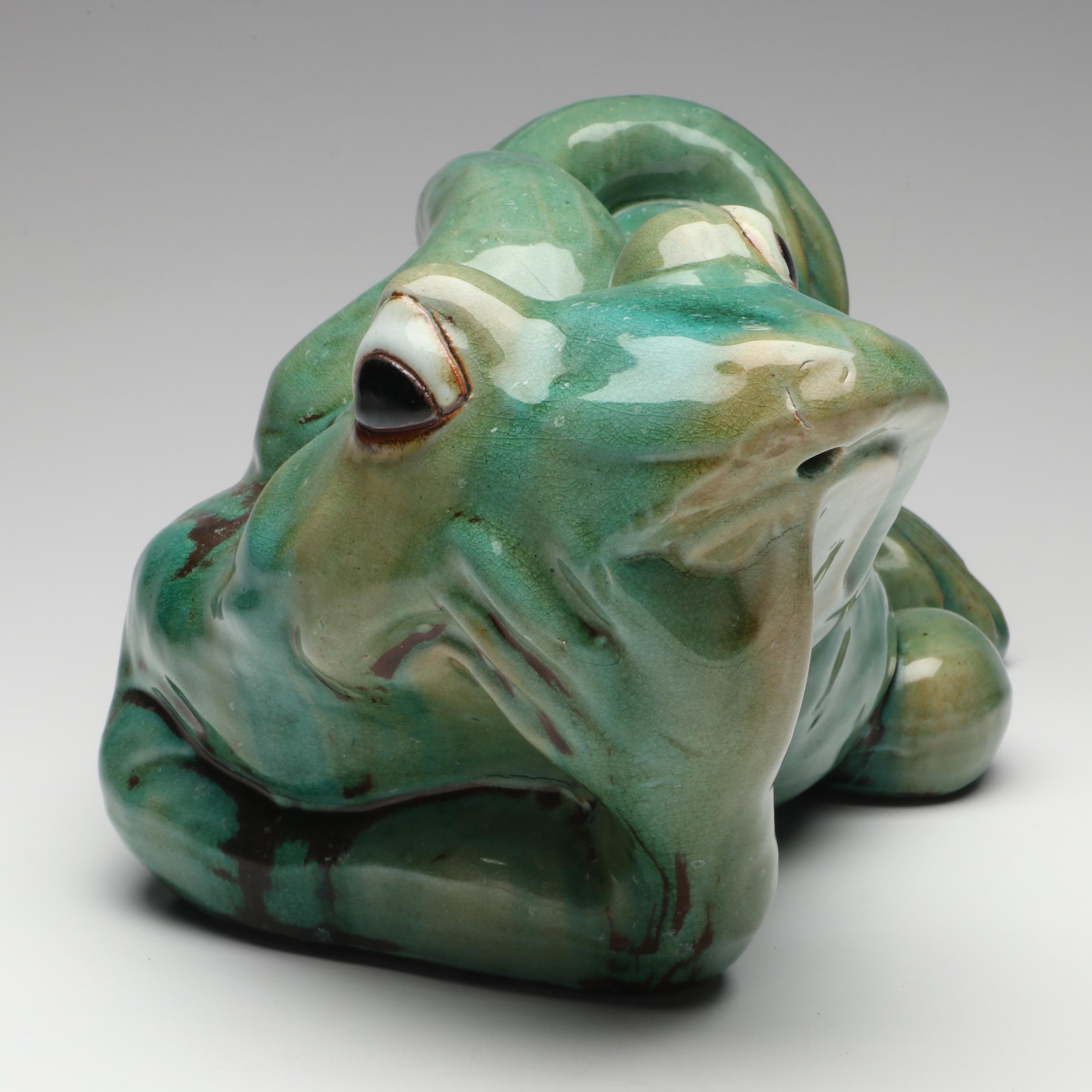 Glazed Green Ceramic Frogs