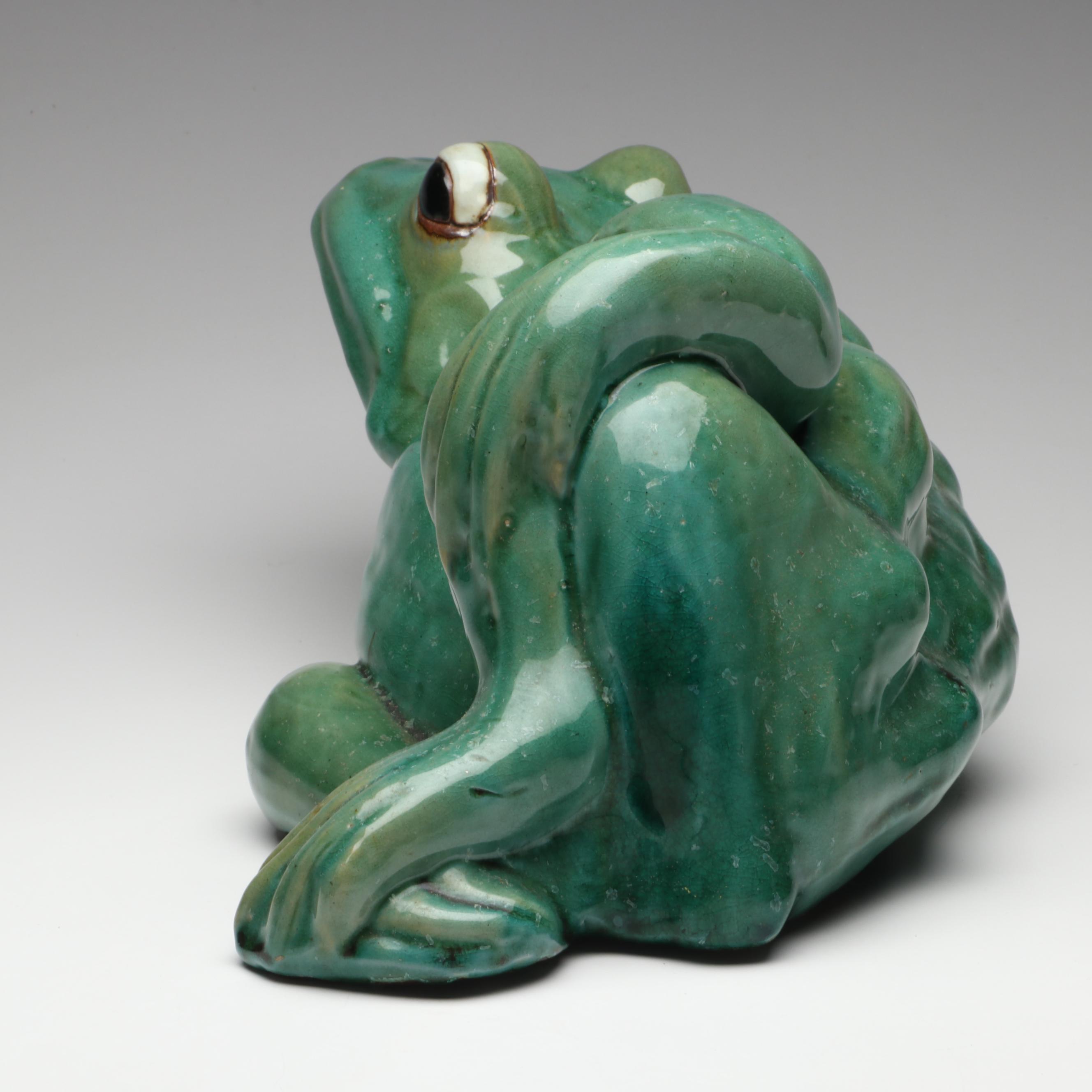 Glazed Green Ceramic Frogs