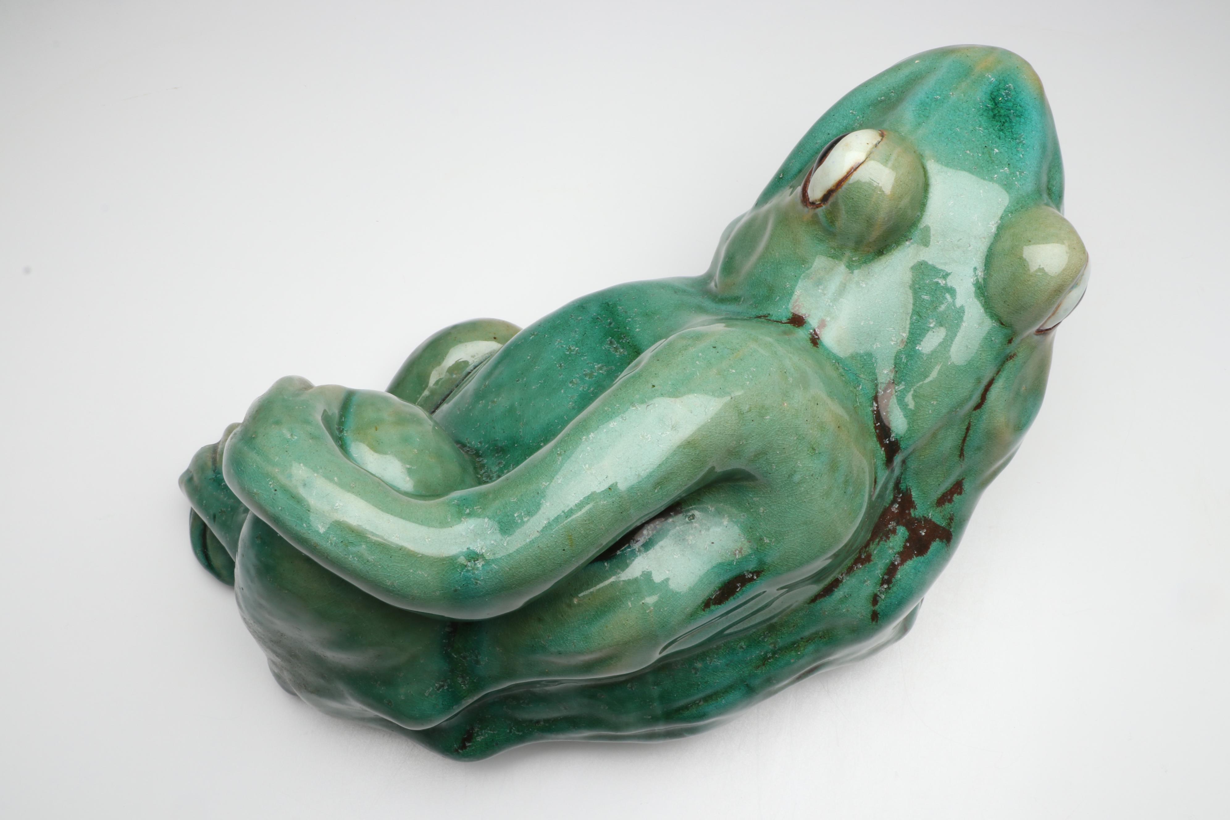 Glazed Green Ceramic Frogs