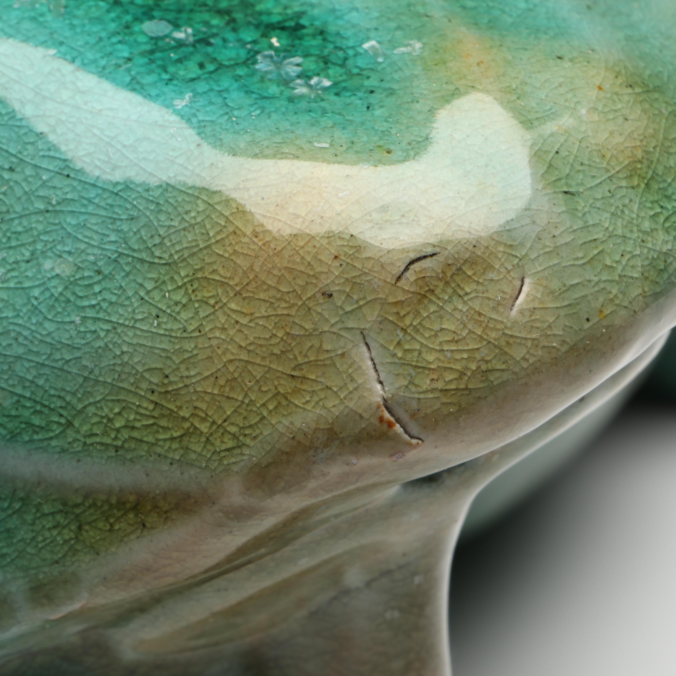 Glazed Green Ceramic Frogs
