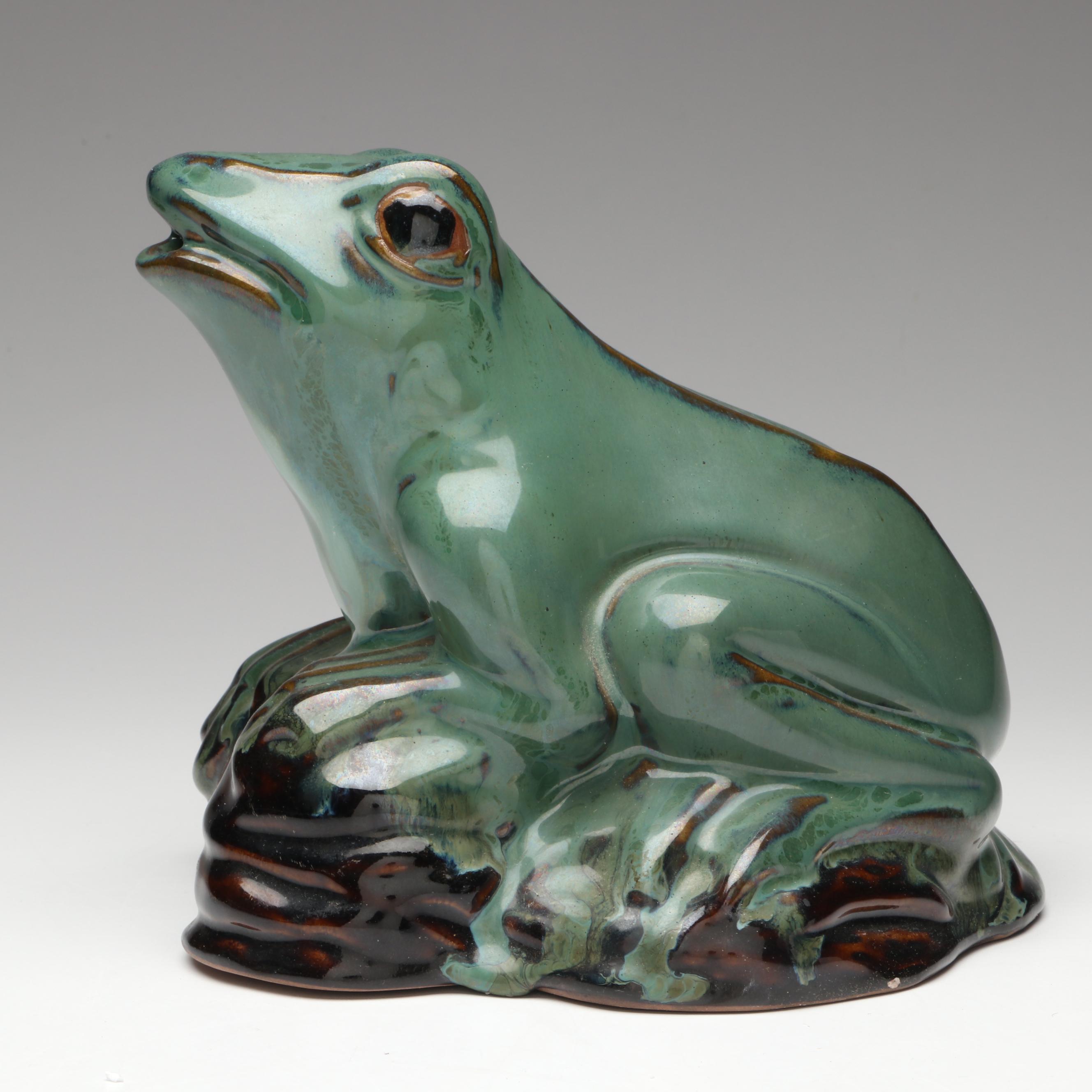 Glazed Green Ceramic Frogs