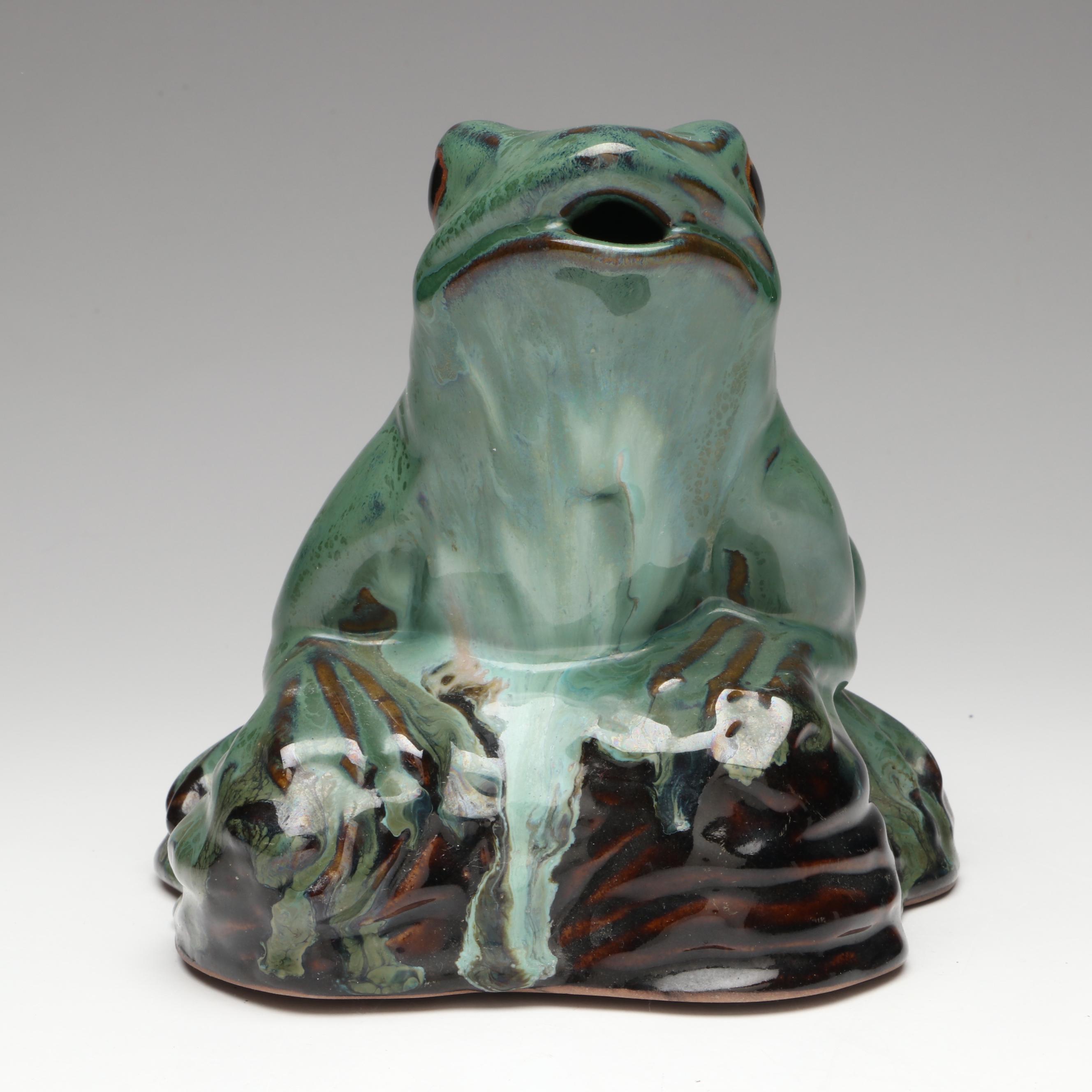 Glazed Green Ceramic Frogs